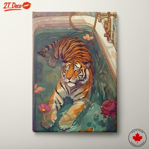 Tiger Relaxing in a Floral Bath