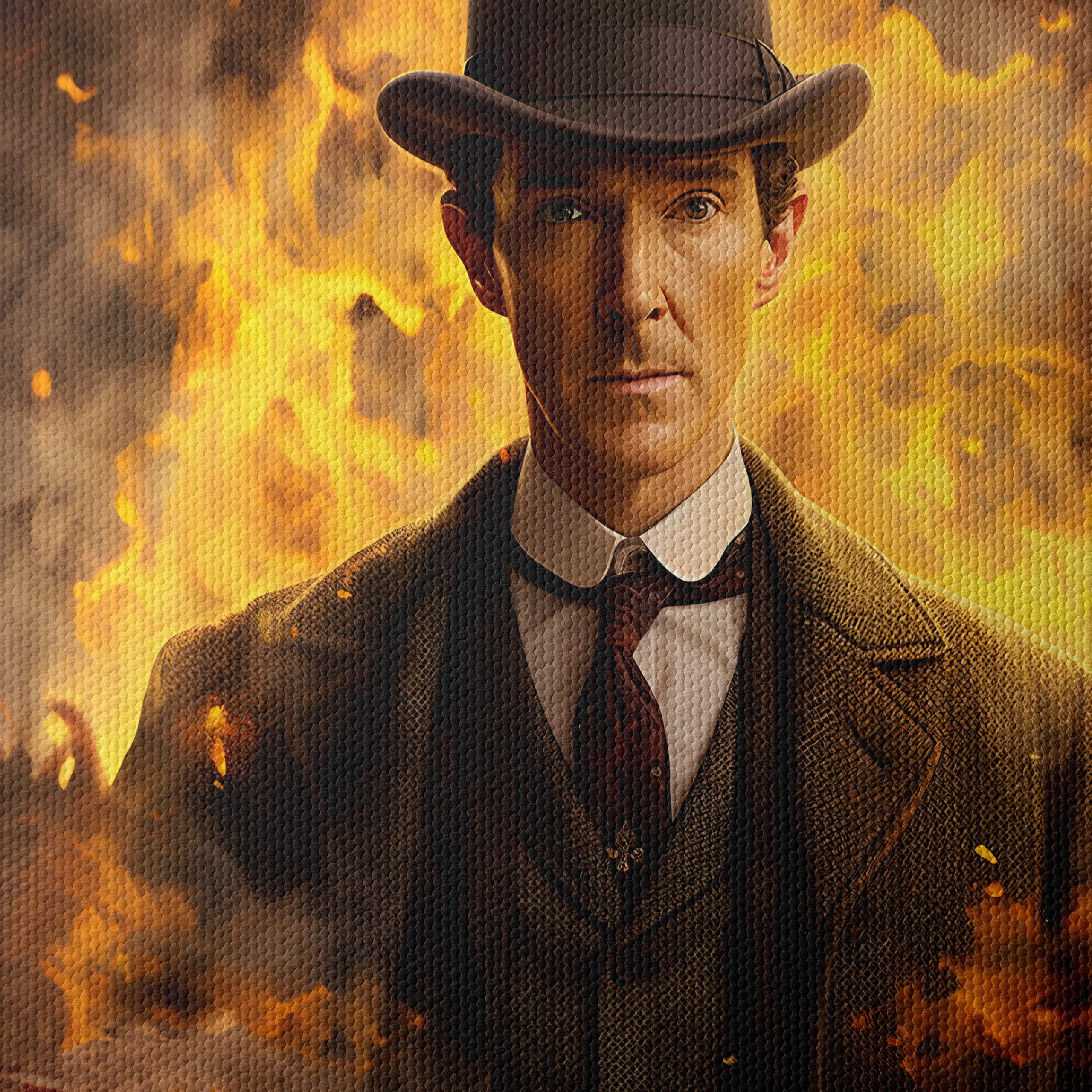 Dramatic Character Portrait with Fiery Background - Image 4