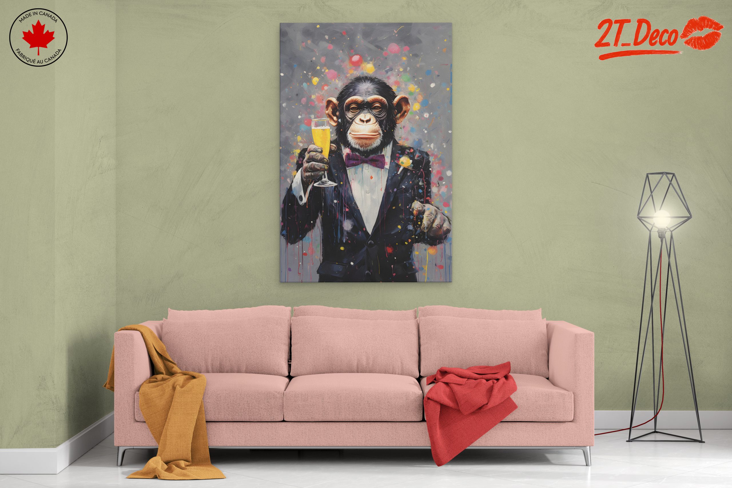 Whimsical Monkey in Suit Cheers - Image 2