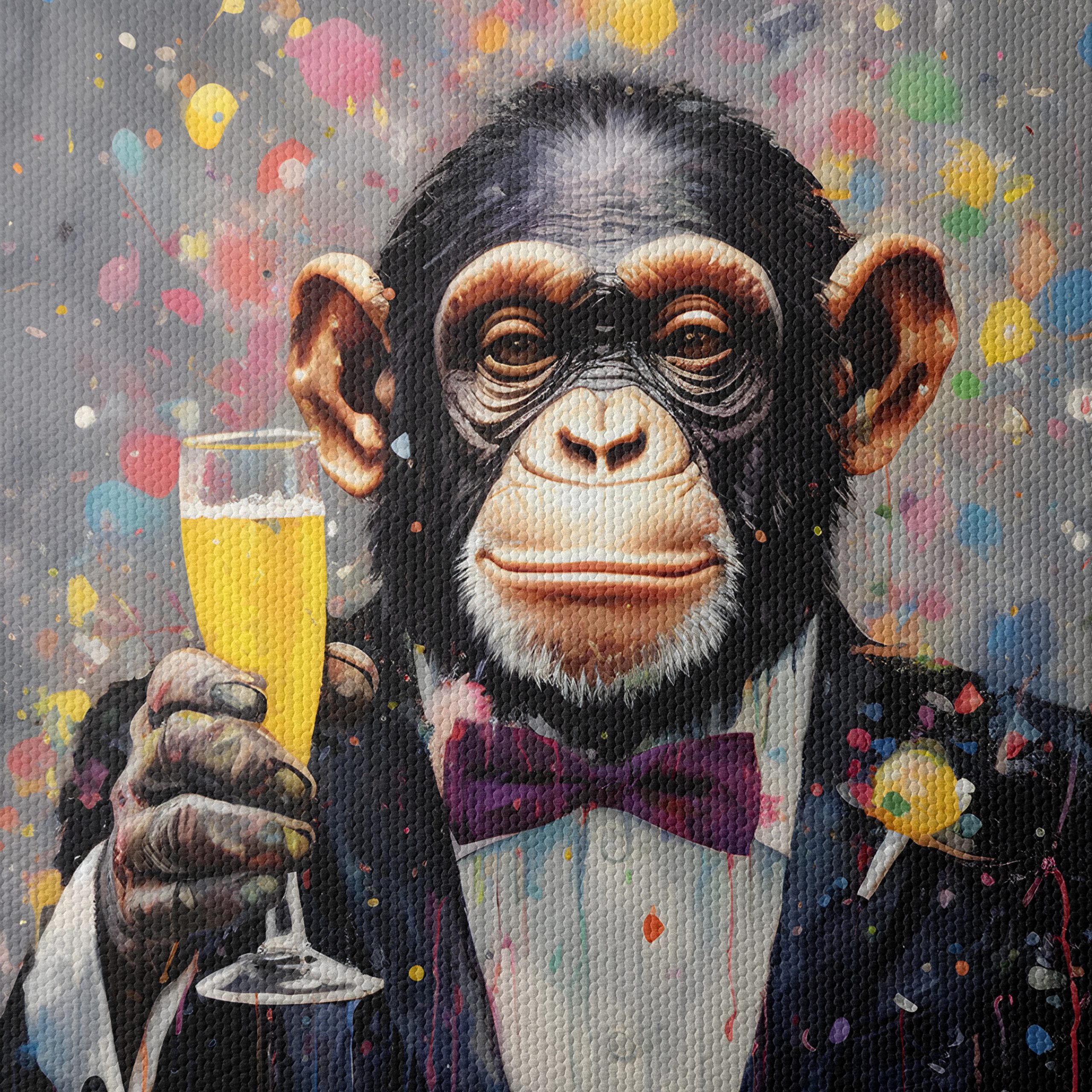 Whimsical Monkey in Suit Cheers - Image 4