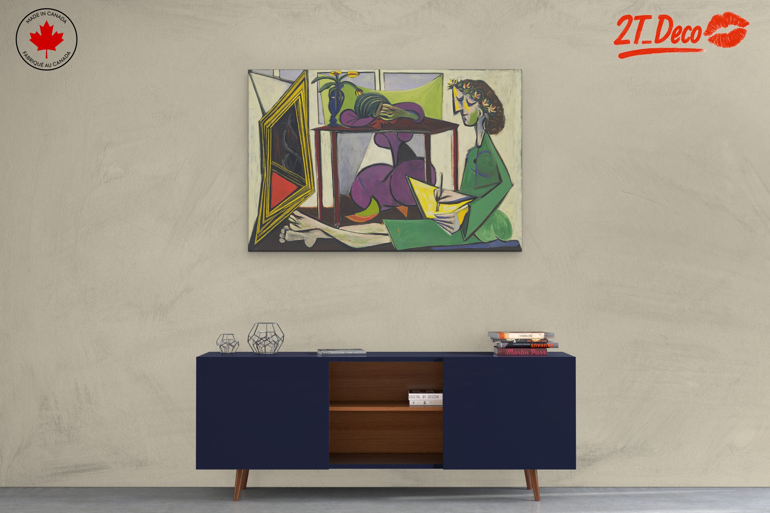 Modern Artistic Portrait Featuring Figures and Colors - Image 3
