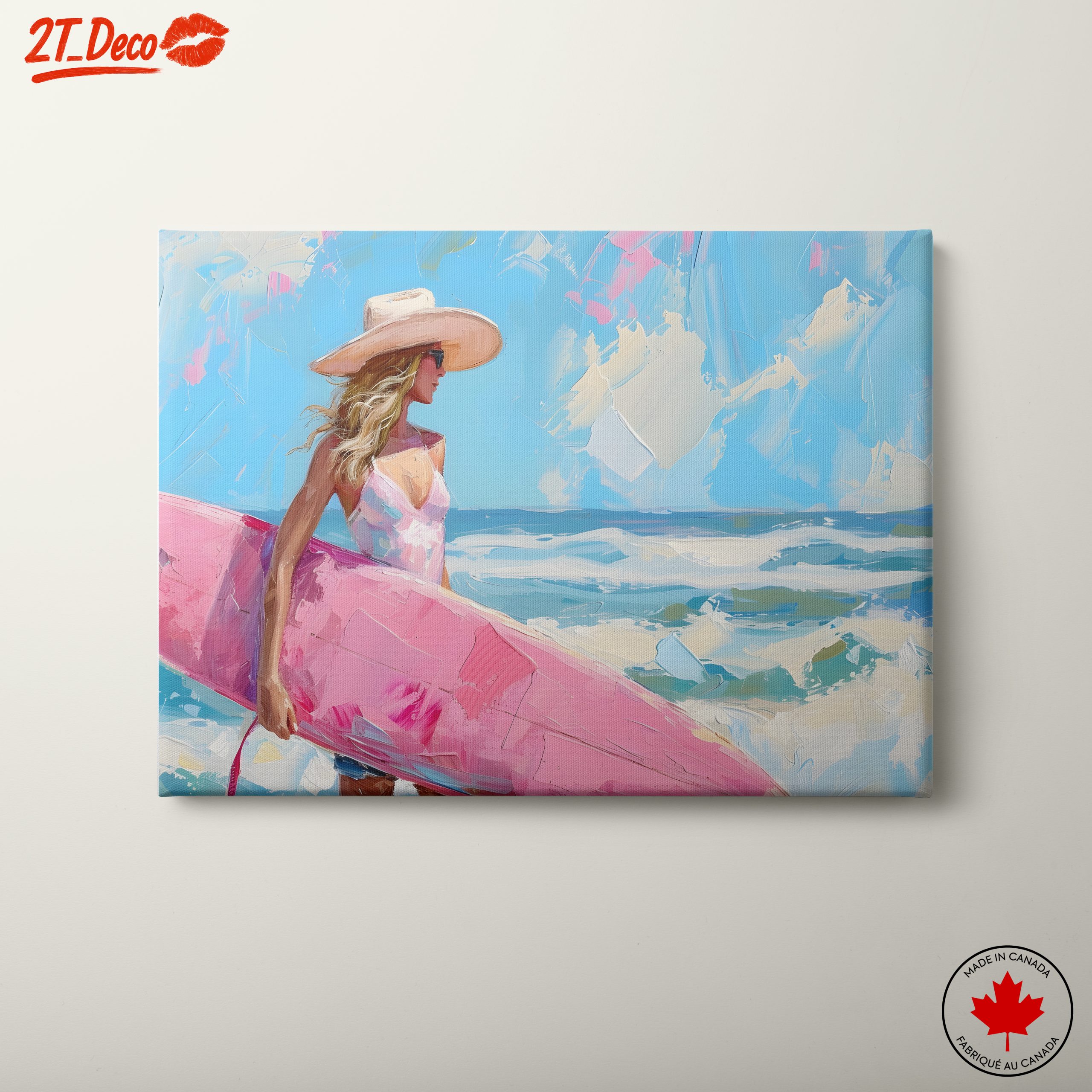 Vibrant Beach Surfing Art
