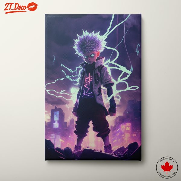 Dynamic Anime Character in Electric Cityscape