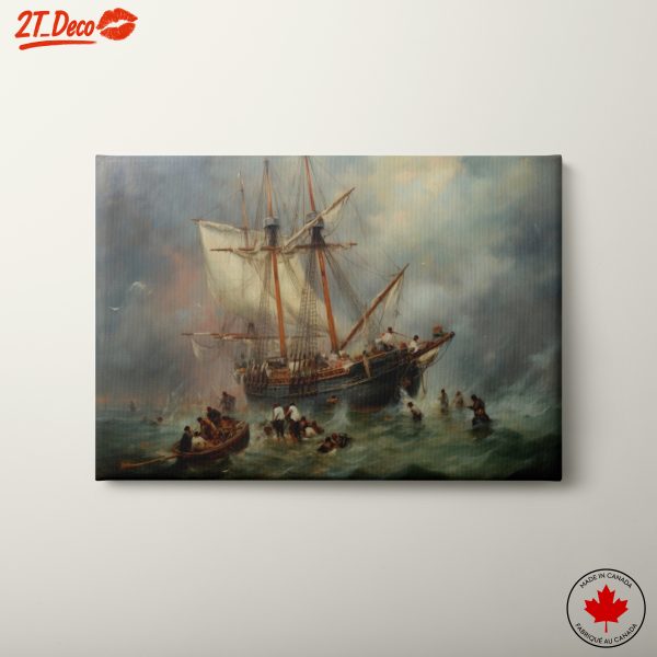 Dramatic Seascape with Ship in Storm