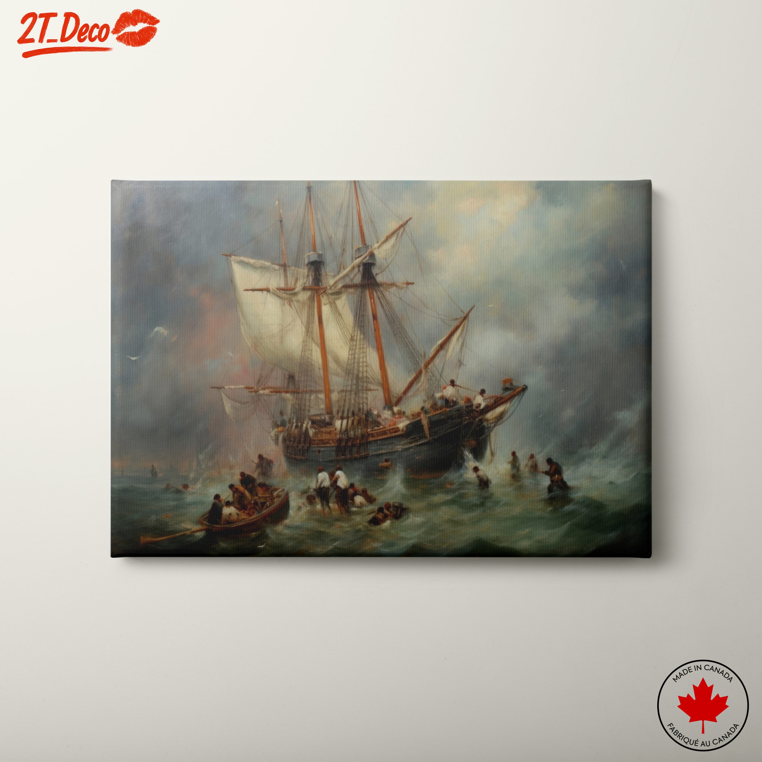 Dramatic Seascape with Ship in Storm