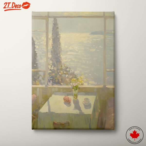 Serene Contemporary Landscape with Floral Still Life