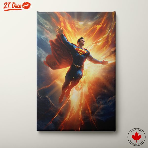 Epic Superman Artwork with Fiery Explosion
