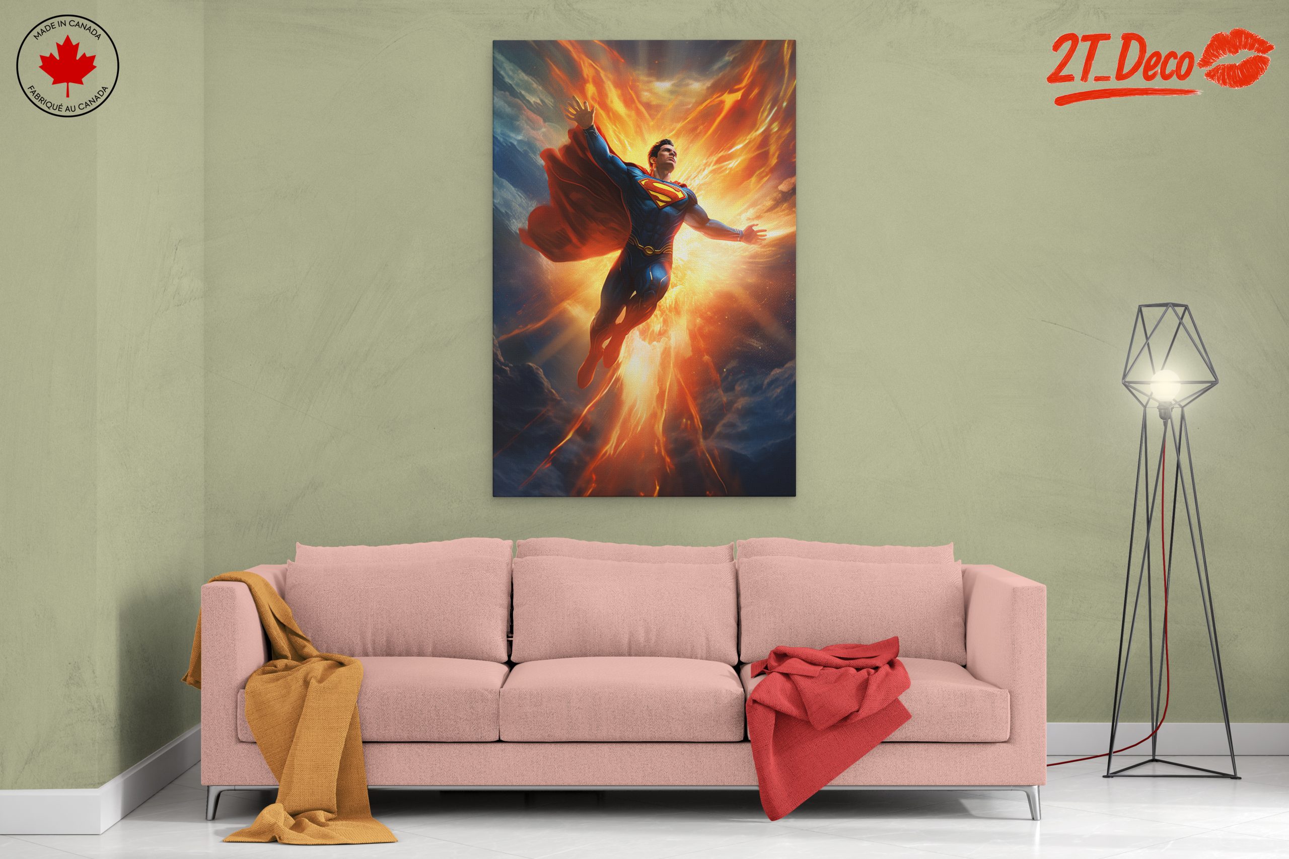Epic Superman Artwork with Fiery Explosion - Image 2