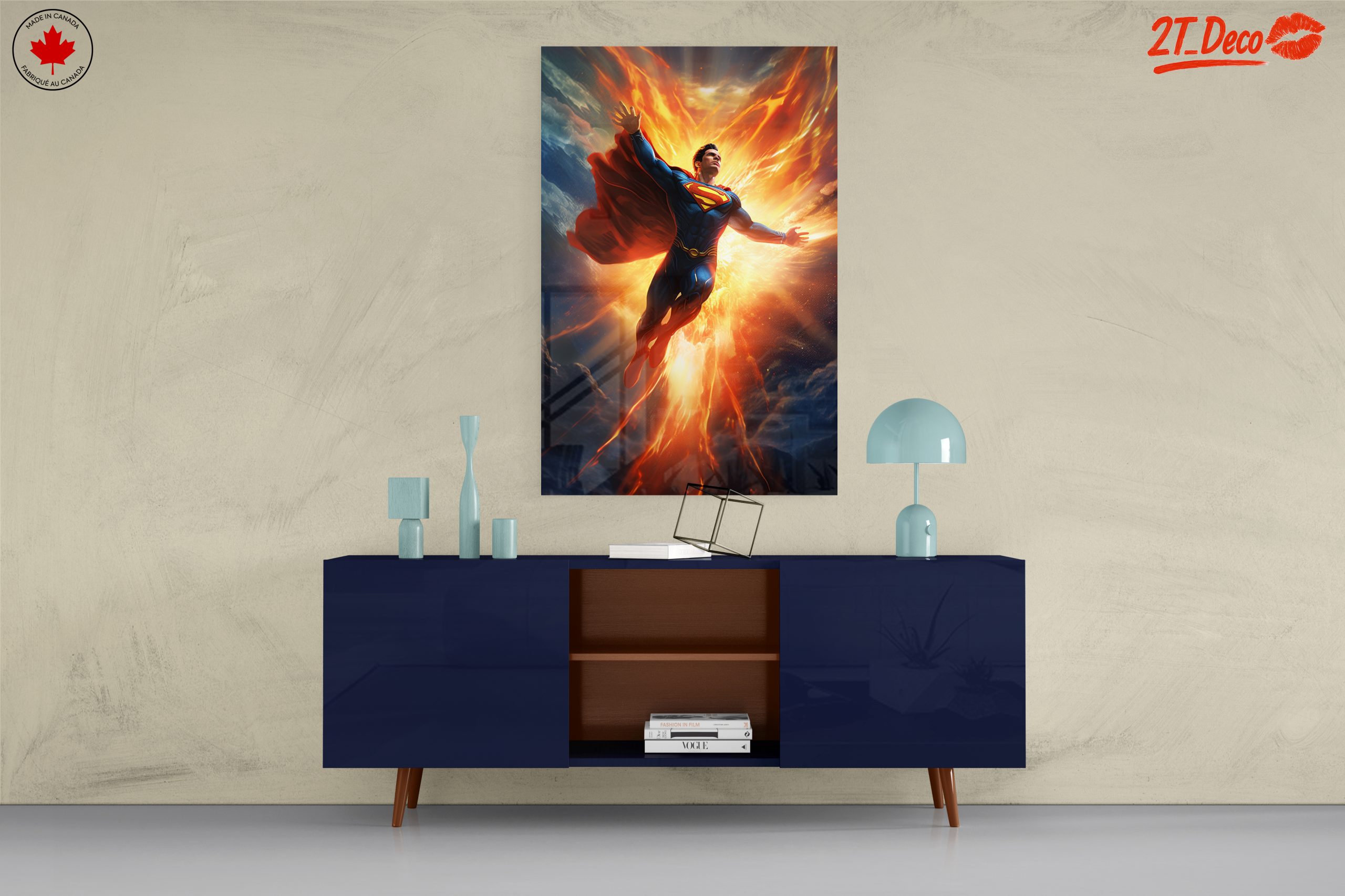 Epic Superman Artwork with Fiery Explosion - Image 8