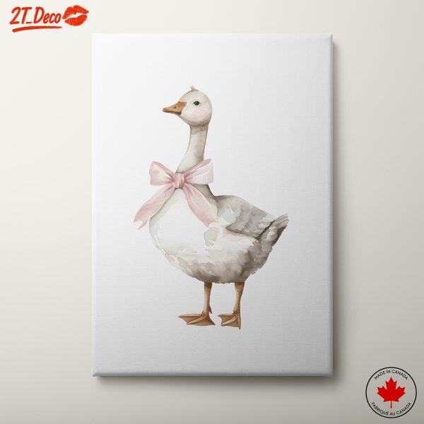Charming Goose Illustration with Pink Bow