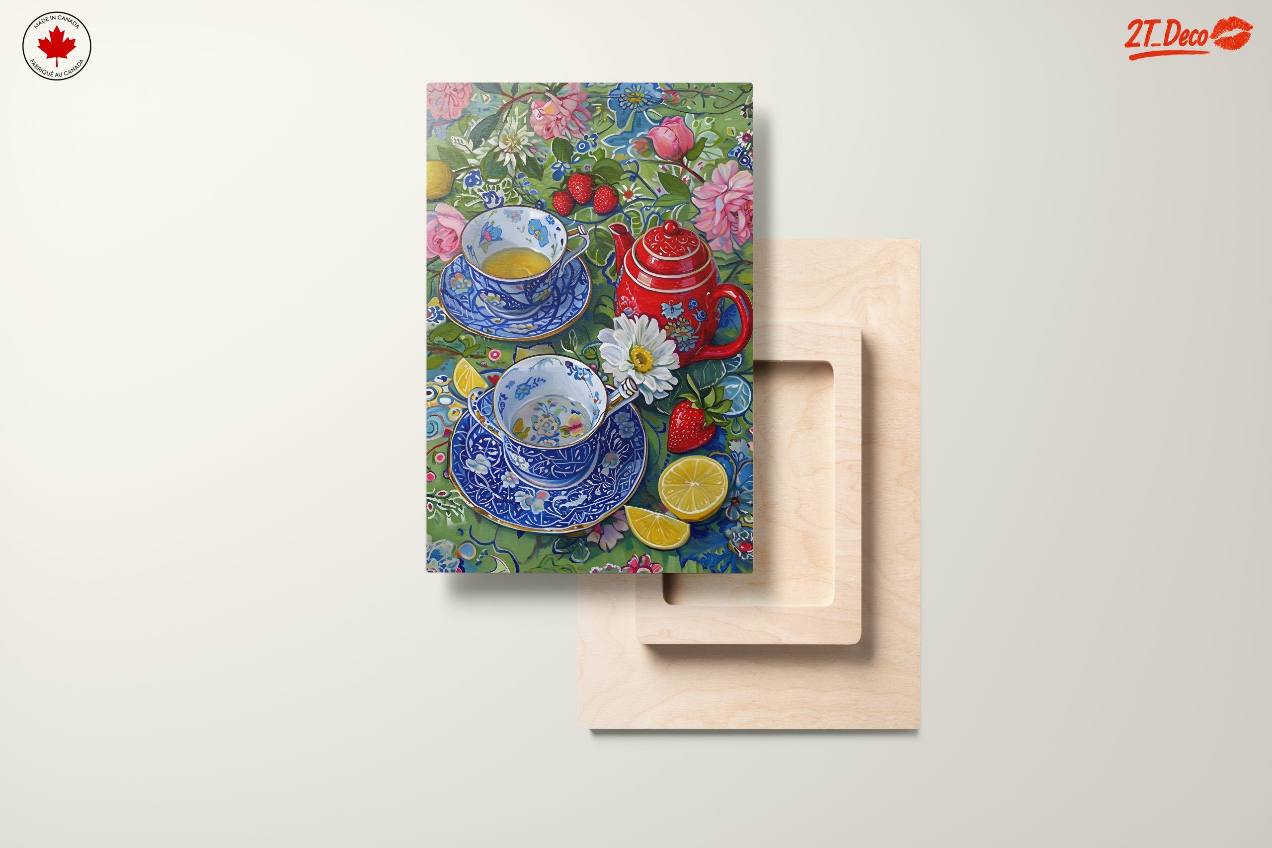 Vibrant Tea Set Still Life with Flowers - Image 11