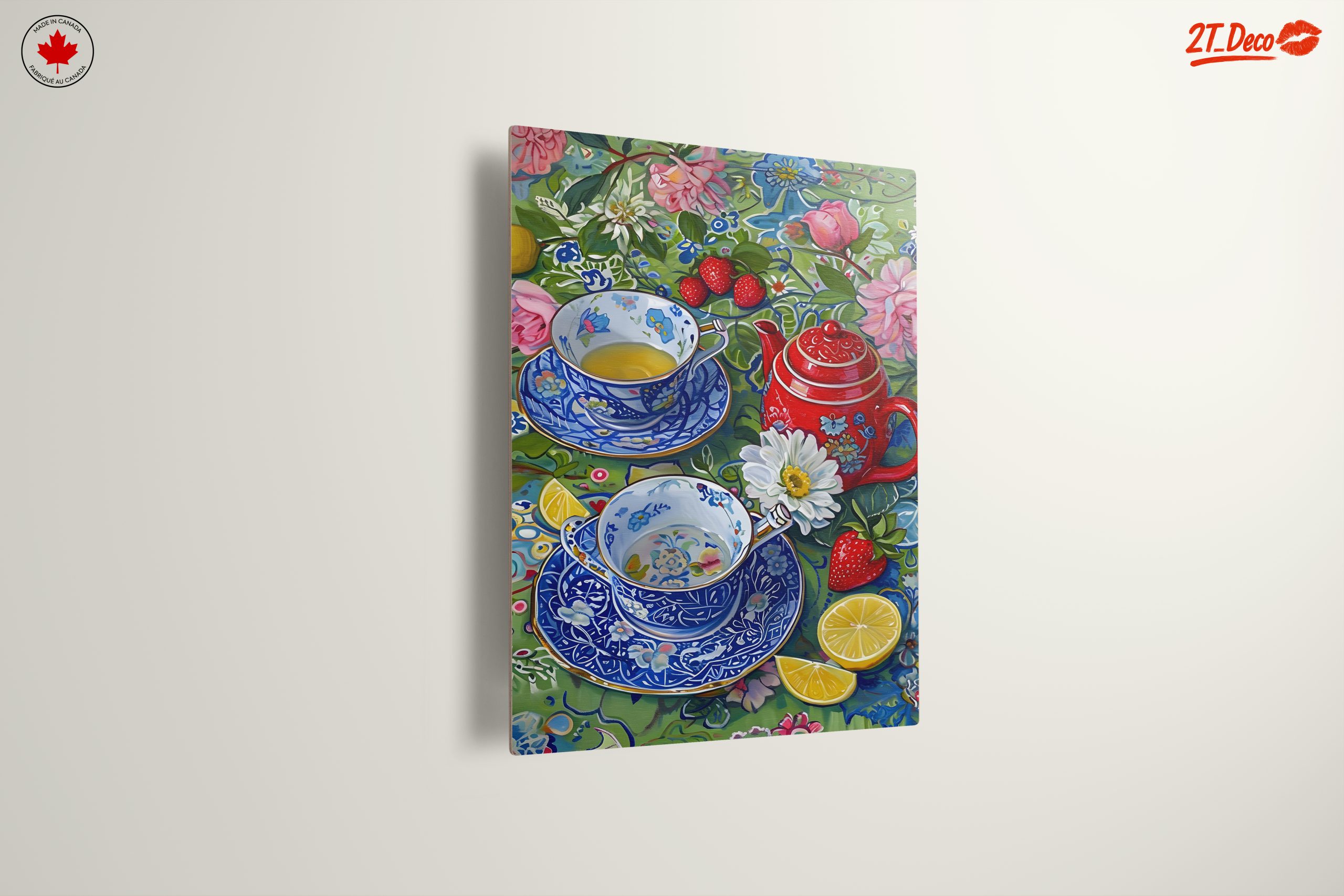 Vibrant Tea Set Still Life with Flowers - Image 13