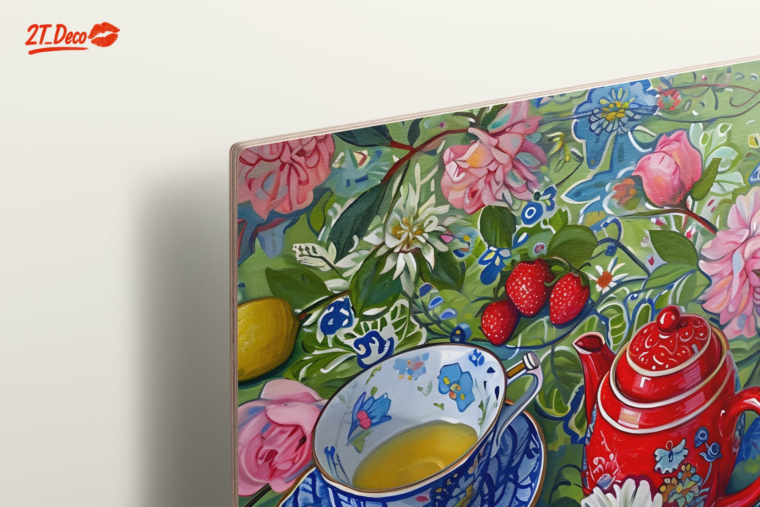 Vibrant Tea Set Still Life with Flowers - Image 15