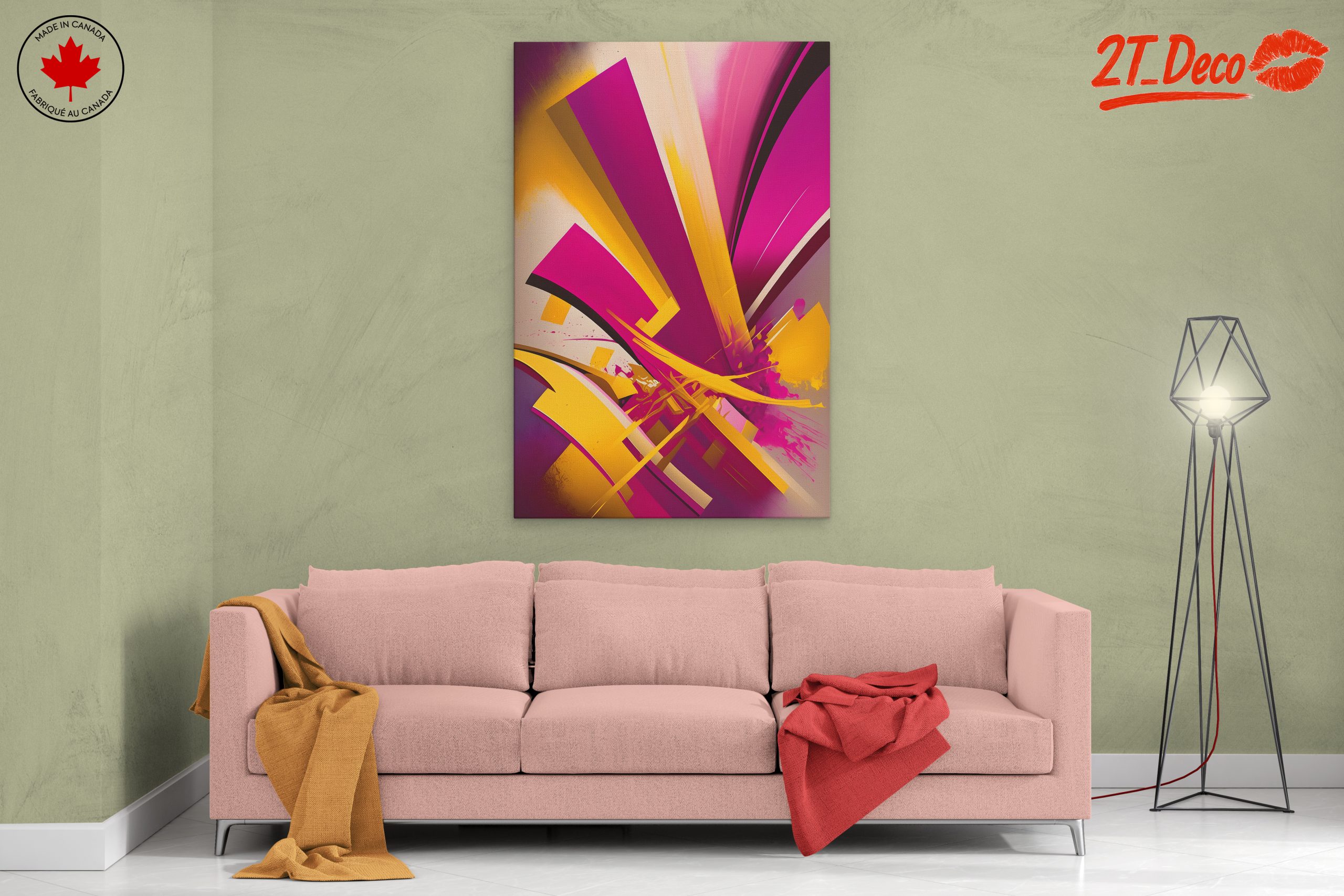 Vibrant Abstract Shapes in Pink and Yellow - Image 2