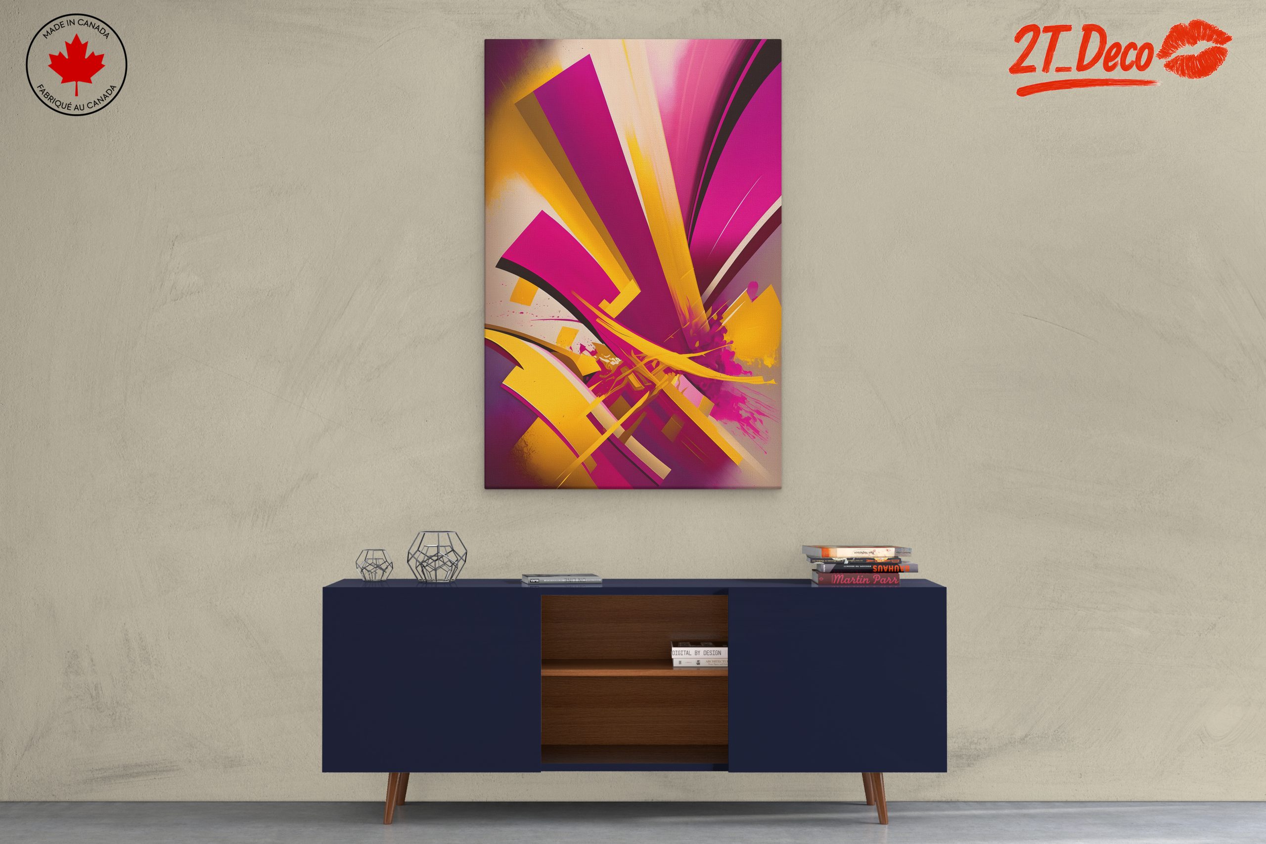 Vibrant Abstract Shapes in Pink and Yellow - Image 3