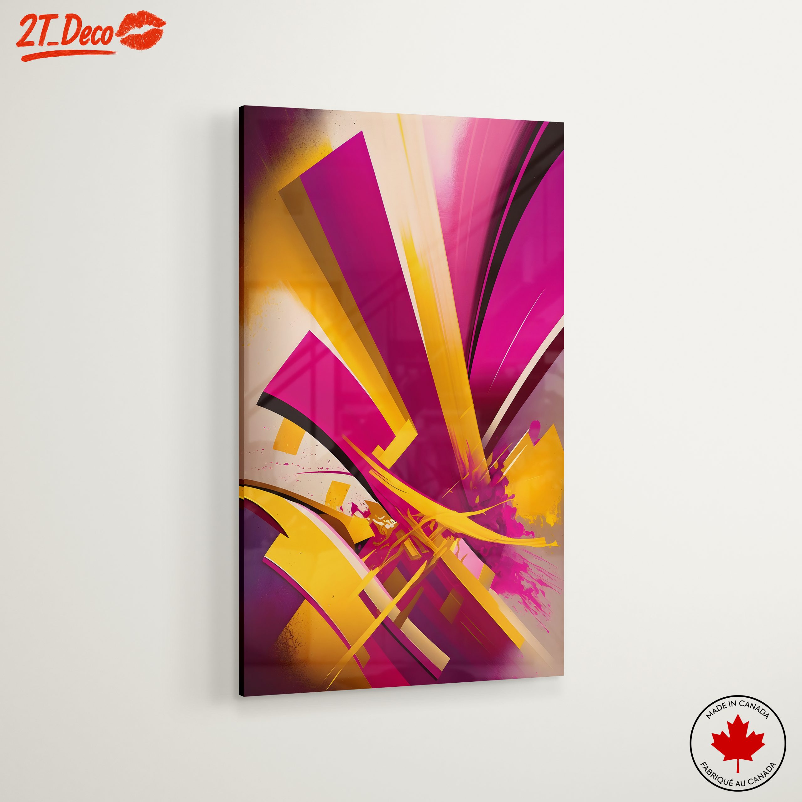 Vibrant Abstract Shapes in Pink and Yellow - Image 6