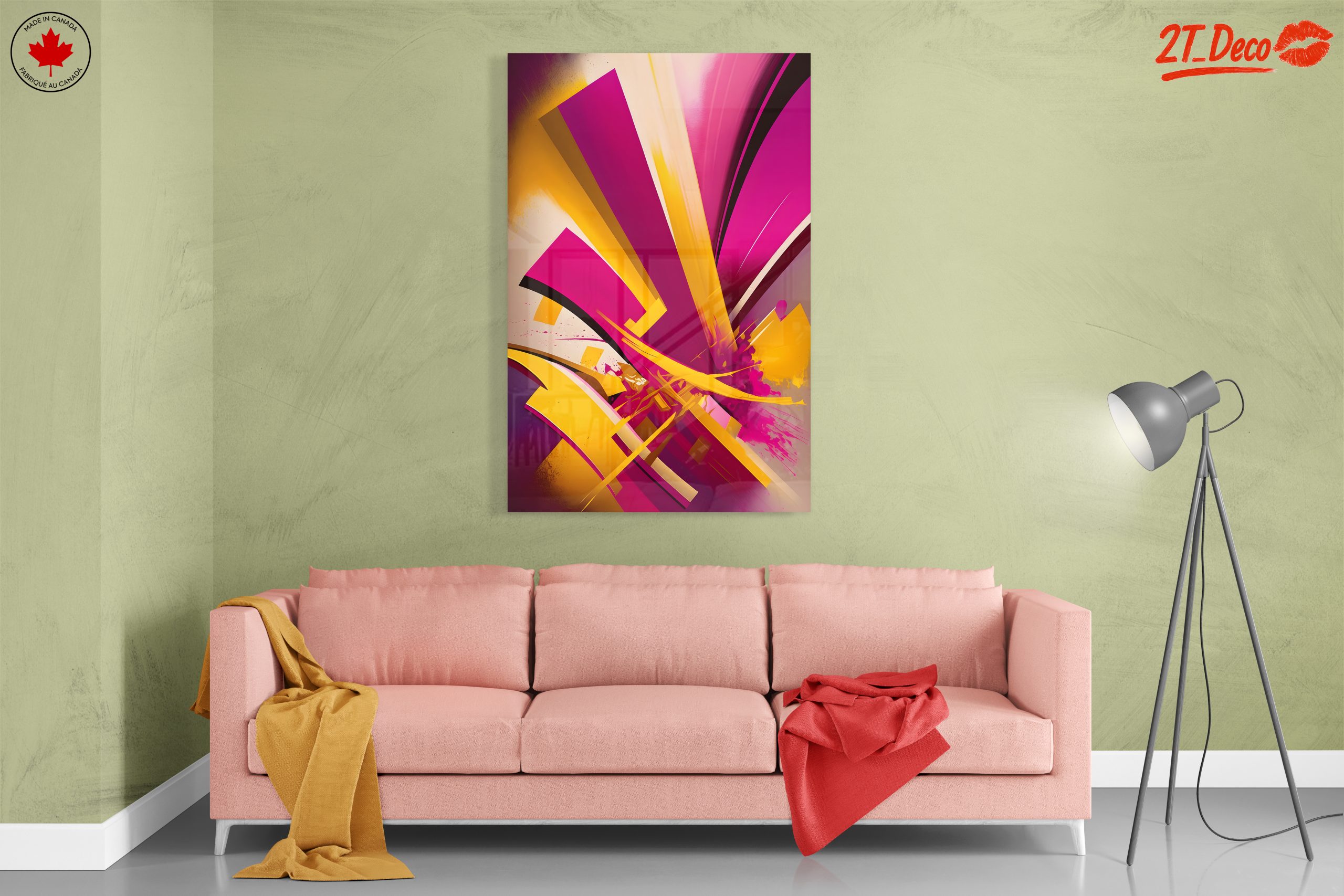 Vibrant Abstract Shapes in Pink and Yellow - Image 7