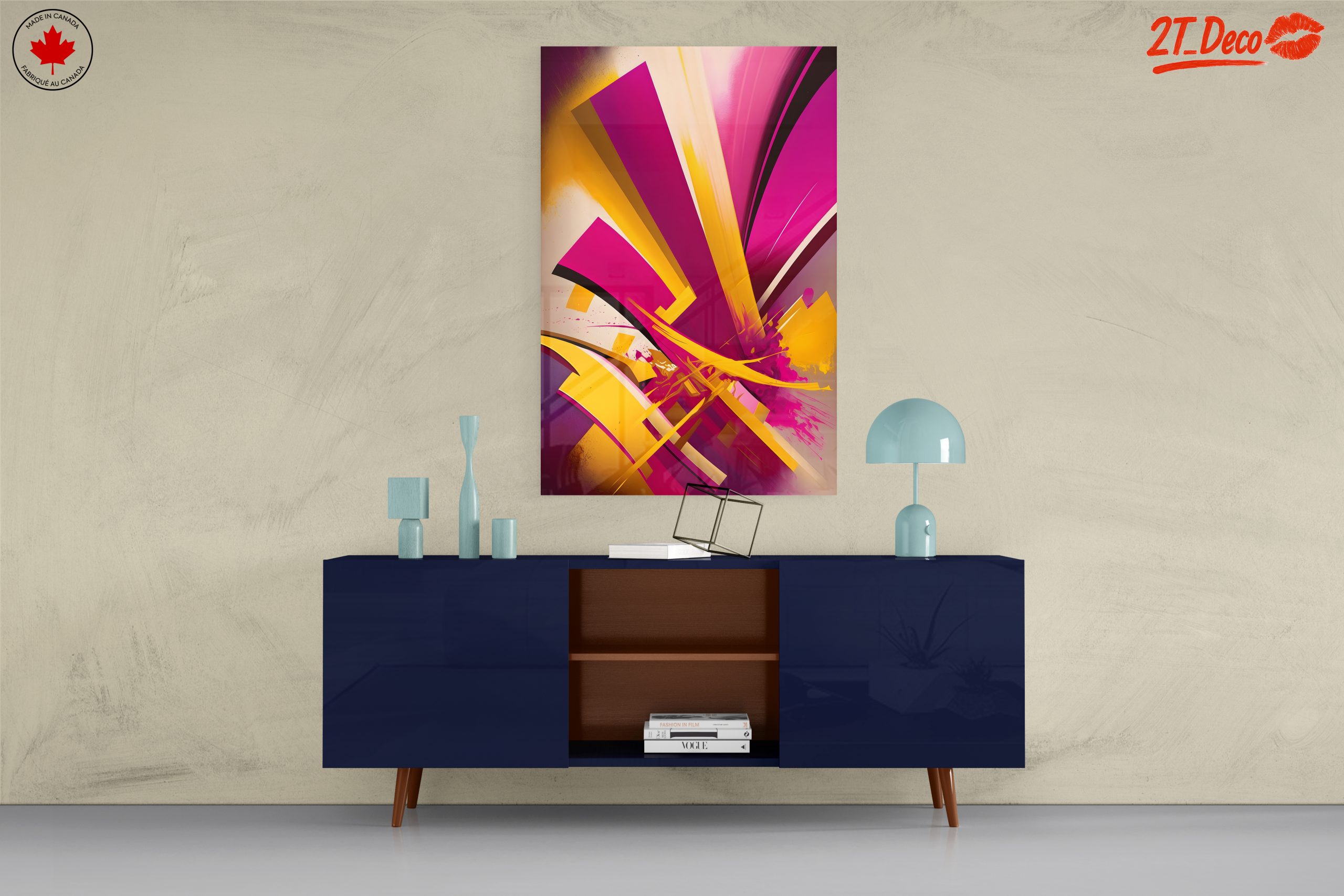 Vibrant Abstract Shapes in Pink and Yellow - Image 8