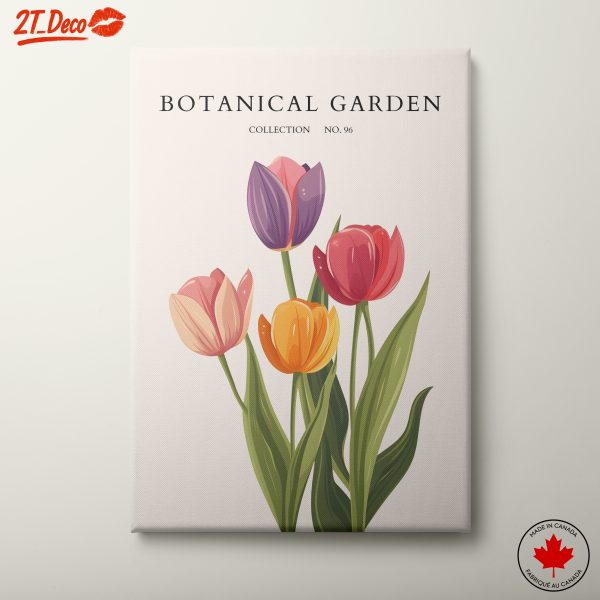 Beautiful Botanical Garden Artwork with Colorful Tulips