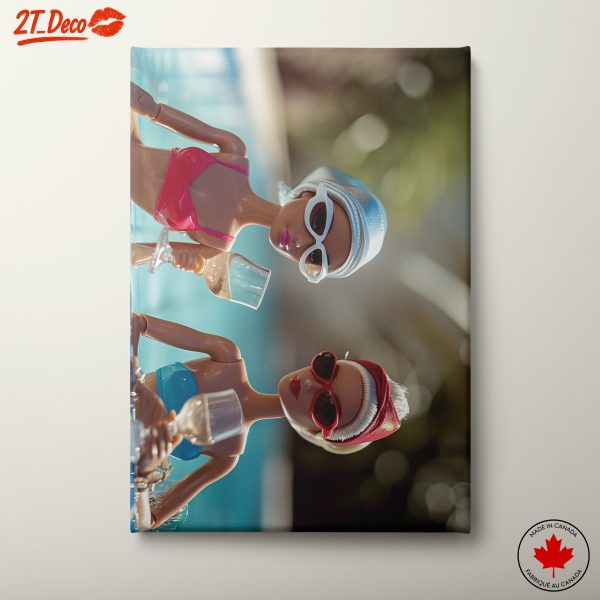 Stylized Dolls Relaxing by the Pool