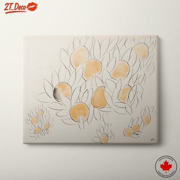 Stylized Botanical Art with Fruits and Leaves