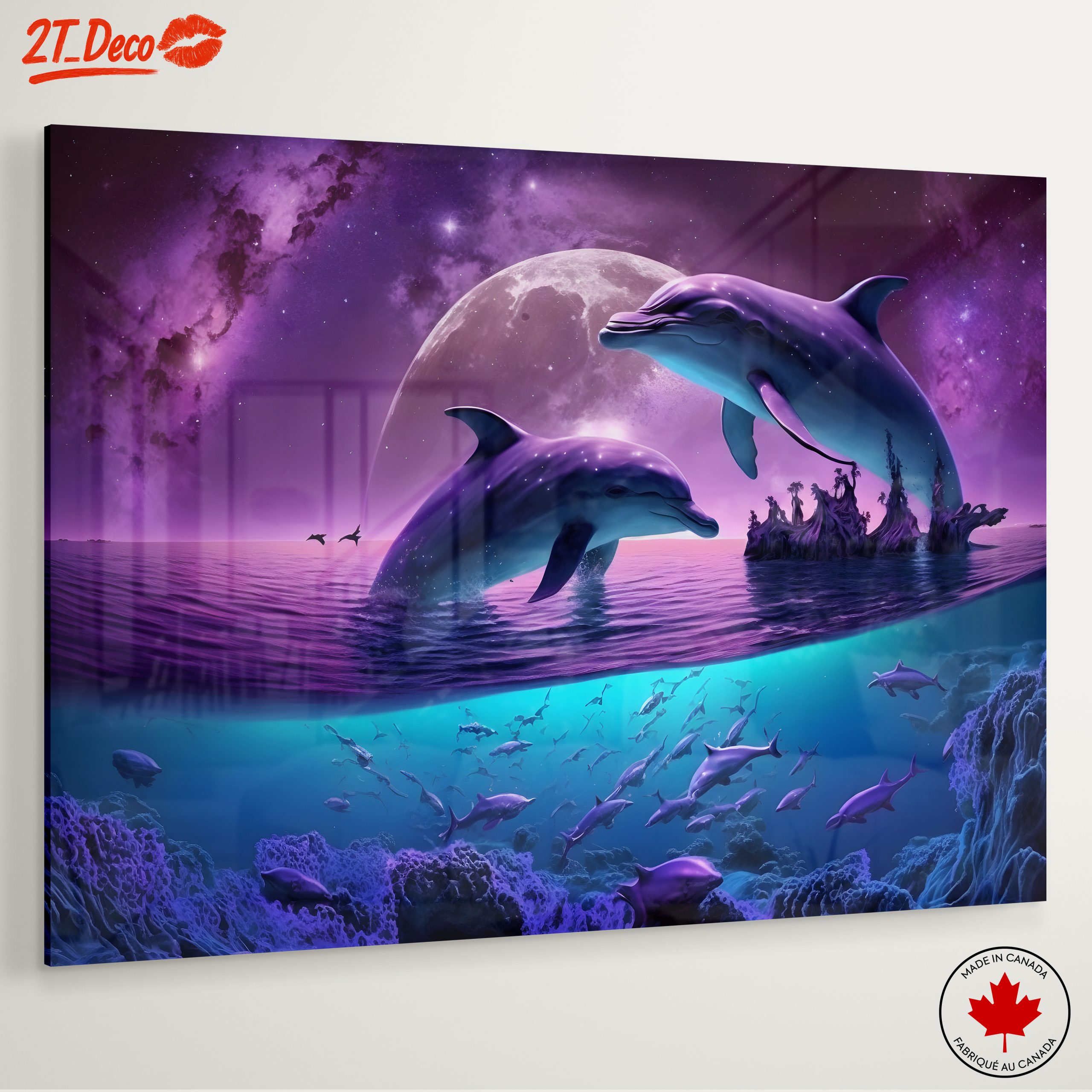 Vibrant Abstract Marine Dolphins in Cosmic Scene - Image 6