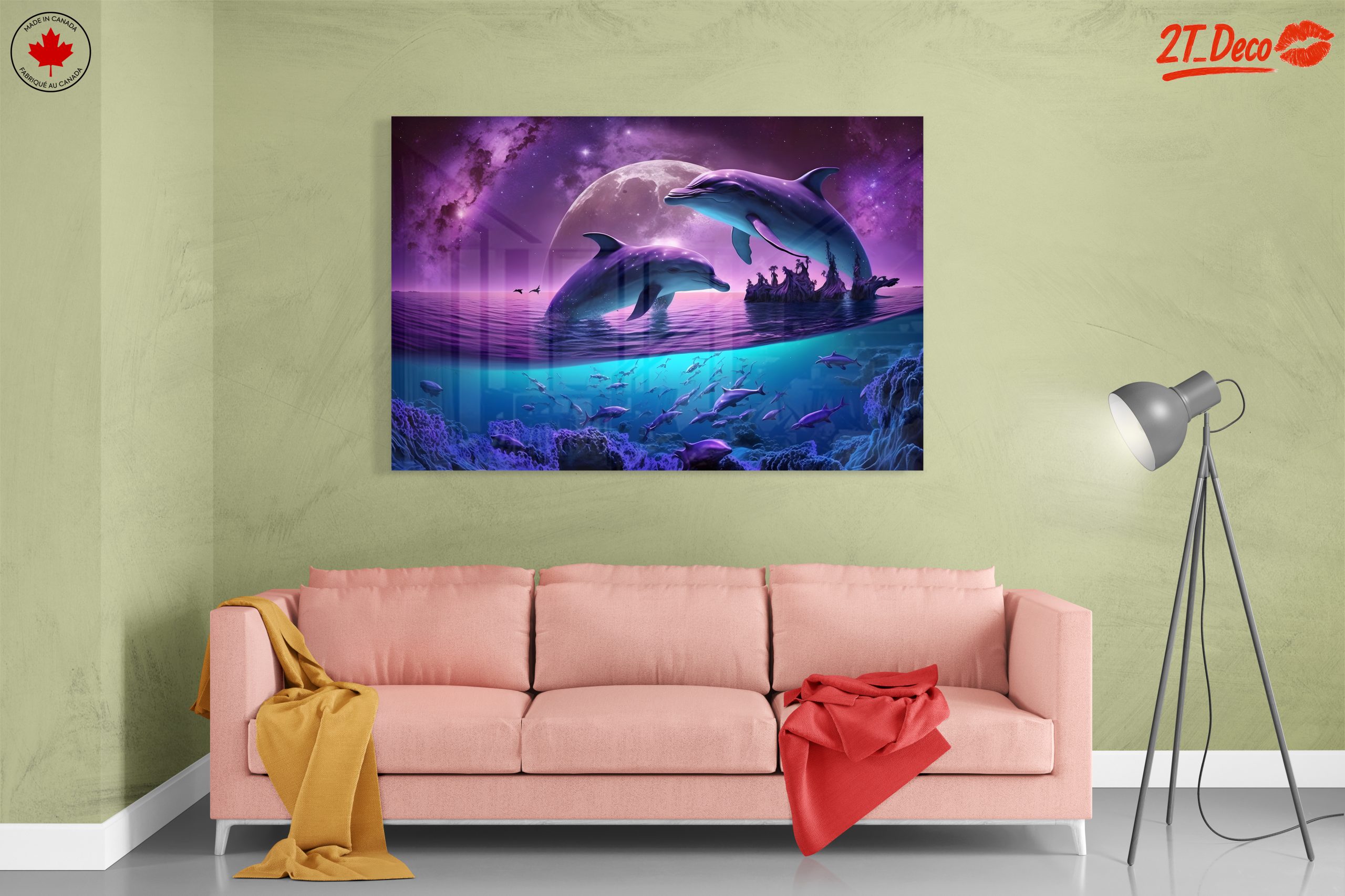 Vibrant Abstract Marine Dolphins in Cosmic Scene - Image 7