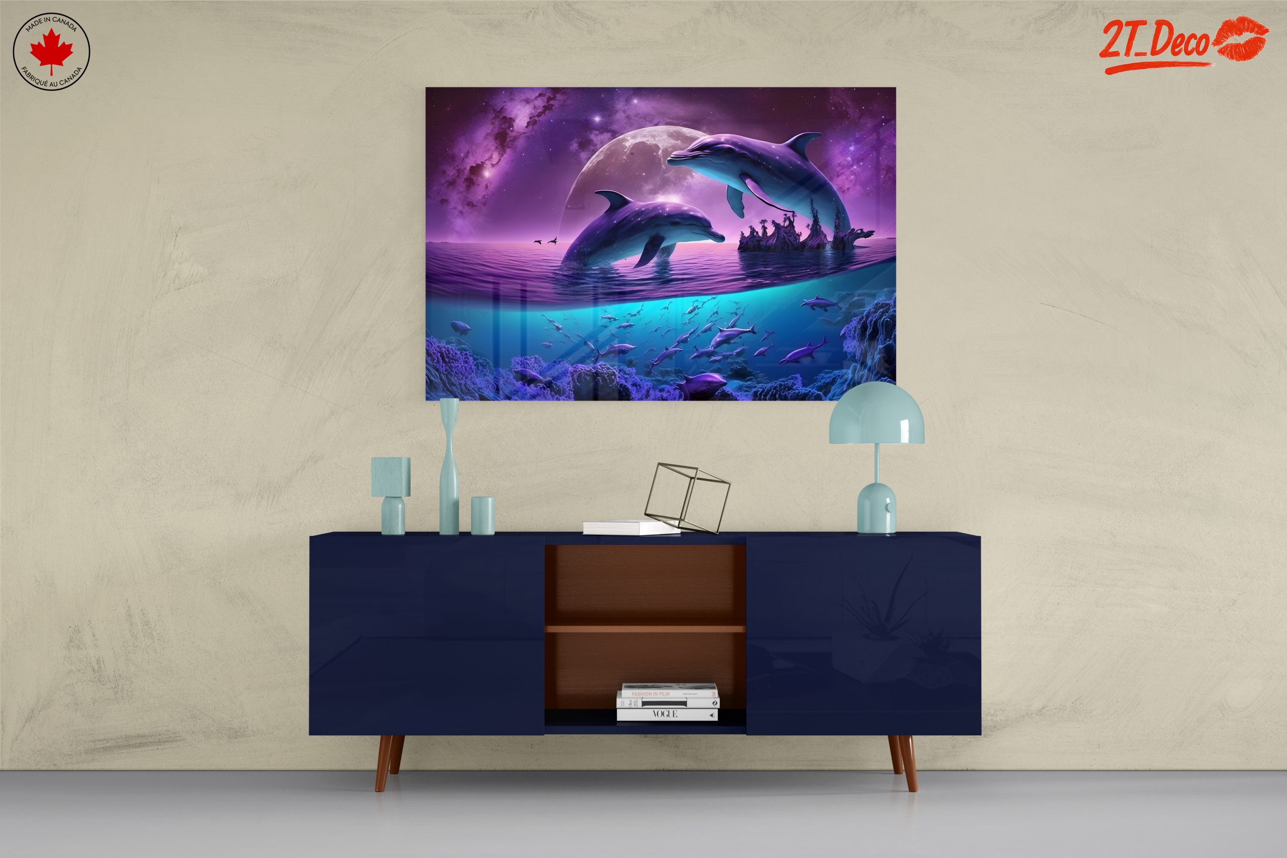 Vibrant Abstract Marine Dolphins in Cosmic Scene - Image 8
