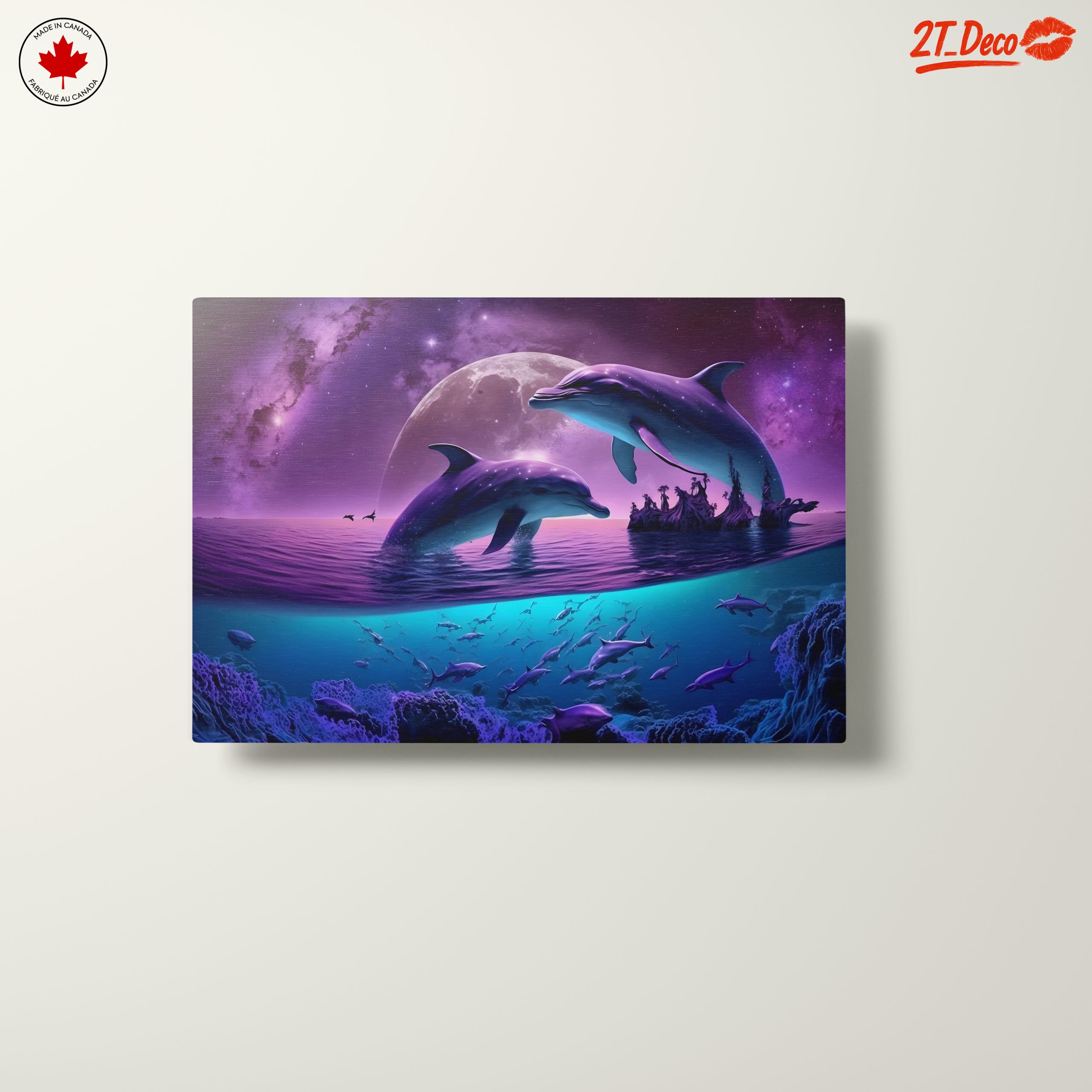 Vibrant Abstract Marine Dolphins in Cosmic Scene - Image 10
