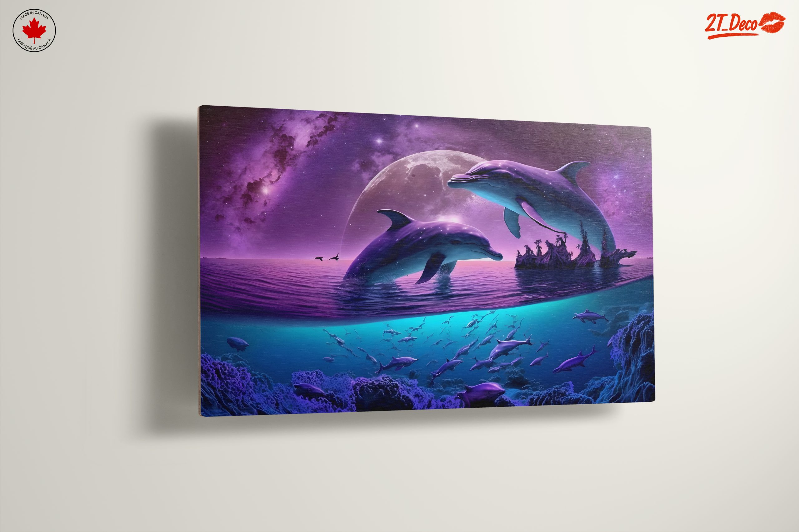 Vibrant Abstract Marine Dolphins in Cosmic Scene - Image 13