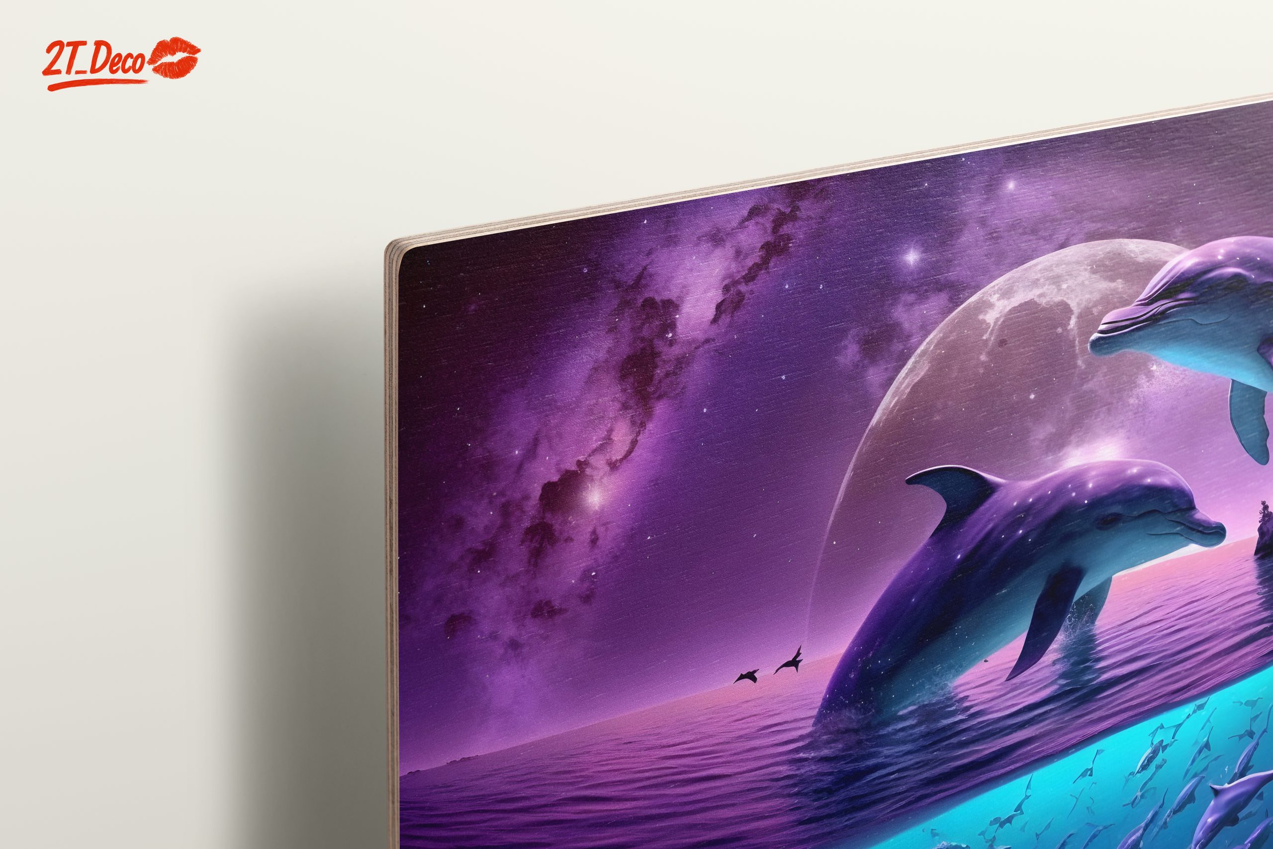 Vibrant Abstract Marine Dolphins in Cosmic Scene - Image 15