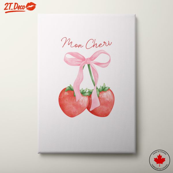 Whimsical Strawberry Art with Pink Ribbon