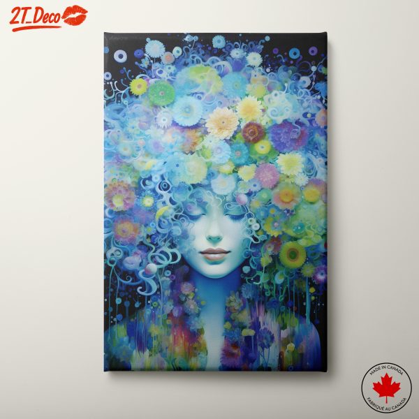 Colorful Abstract Portrait of a Woman with Flowers