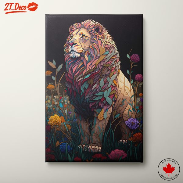 Stylized Lion in Artistic Floral Design