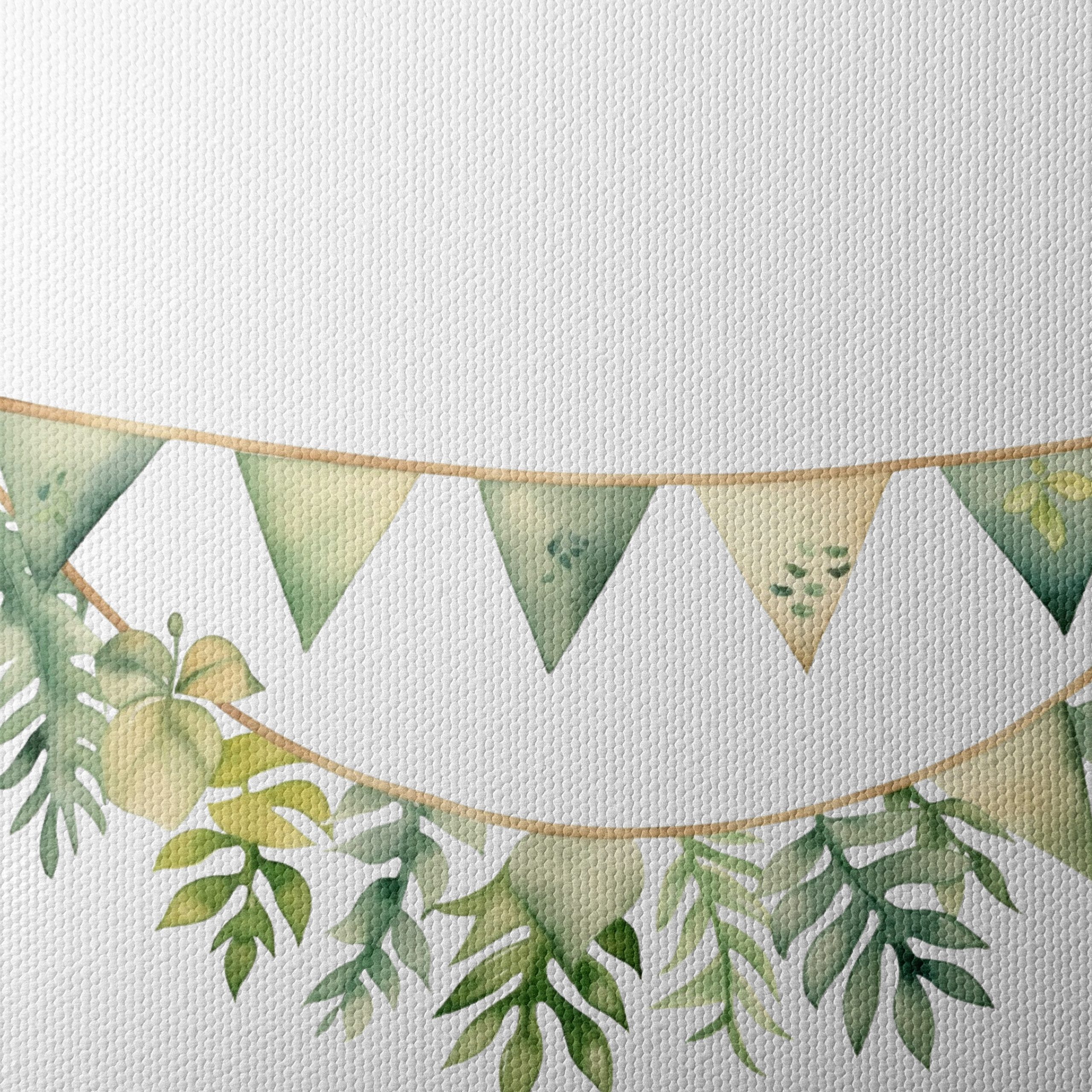 Watercolor Botanical Leaves and Bunting Art - Image 4