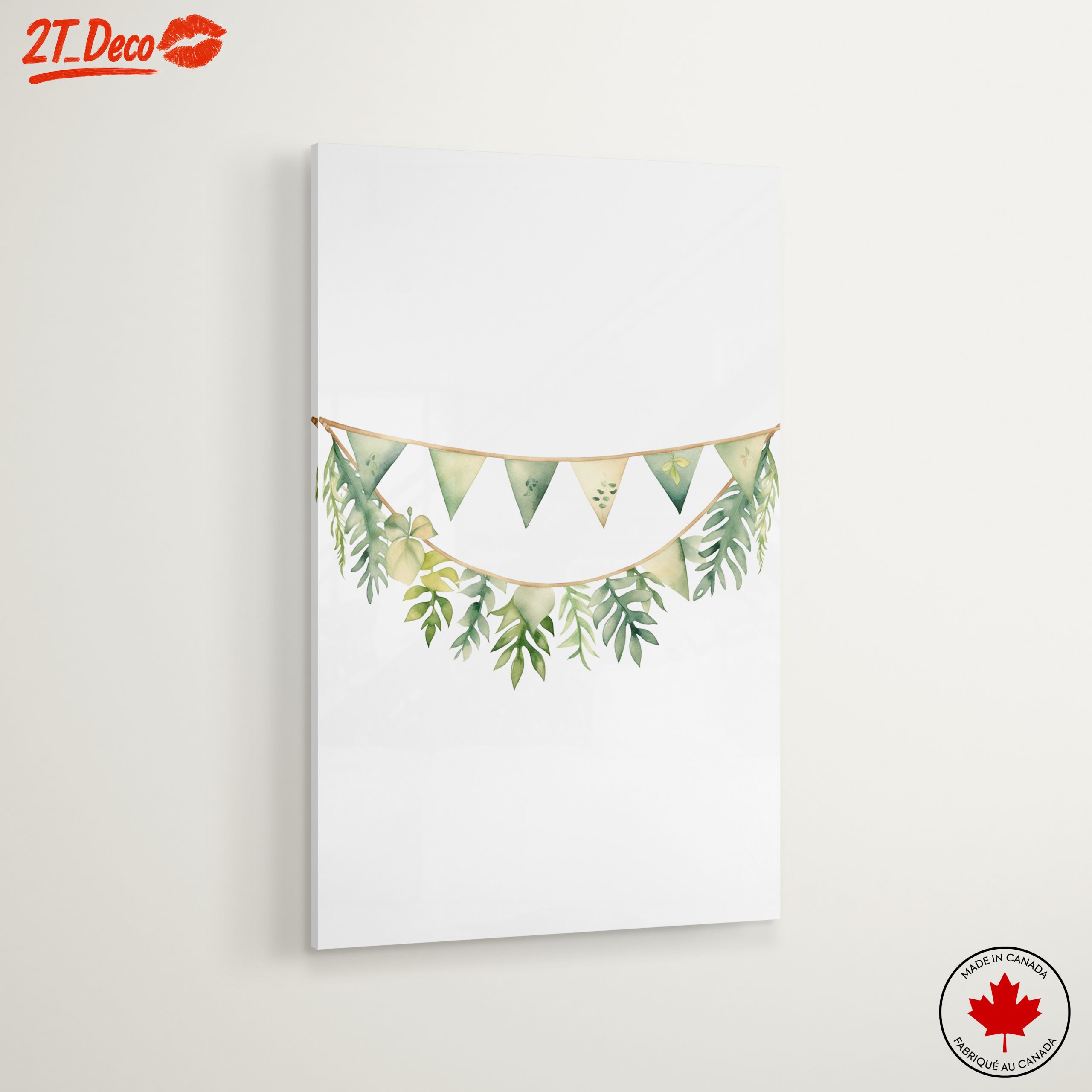 Watercolor Botanical Leaves and Bunting Art - Image 6
