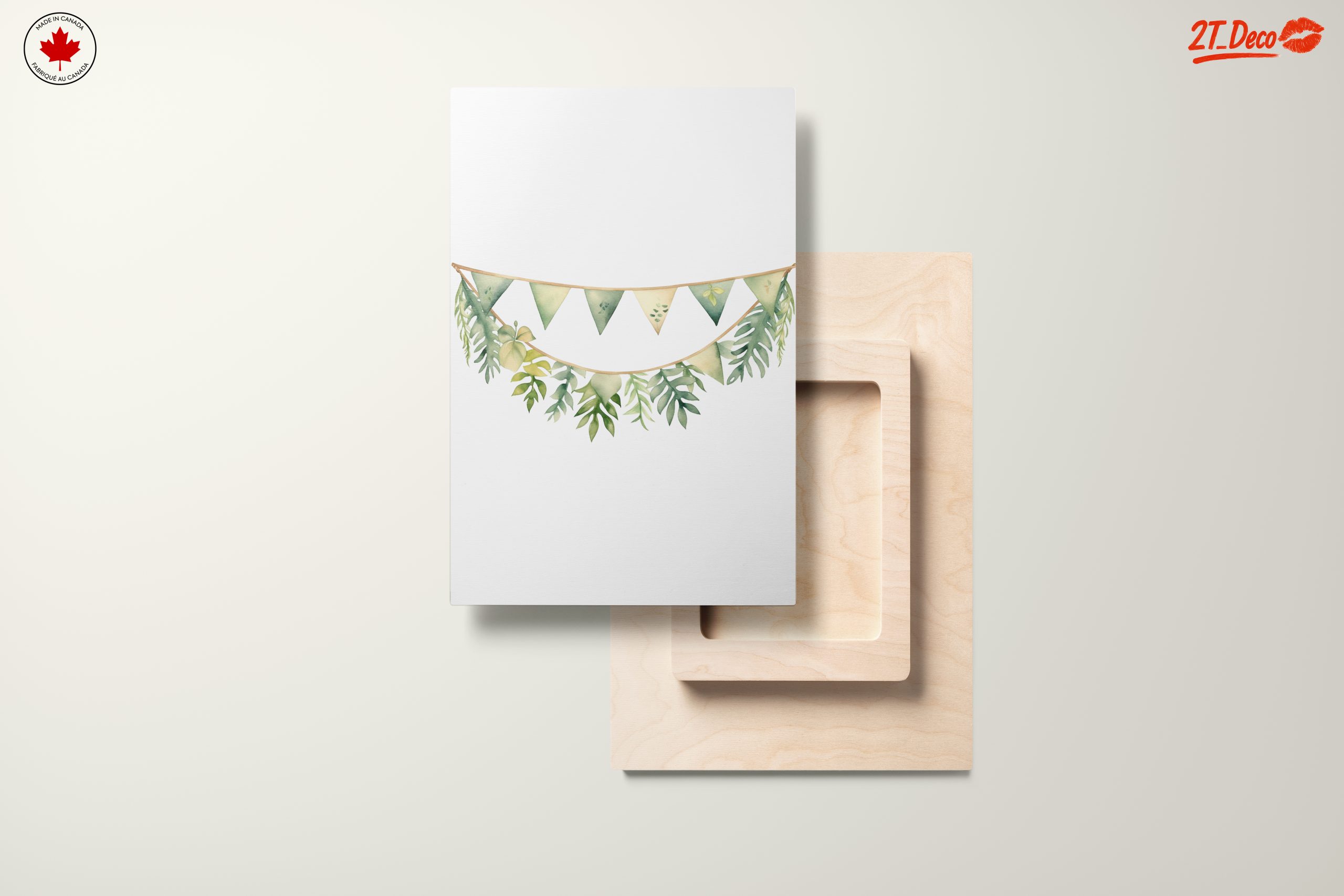 Watercolor Botanical Leaves and Bunting Art - Image 11