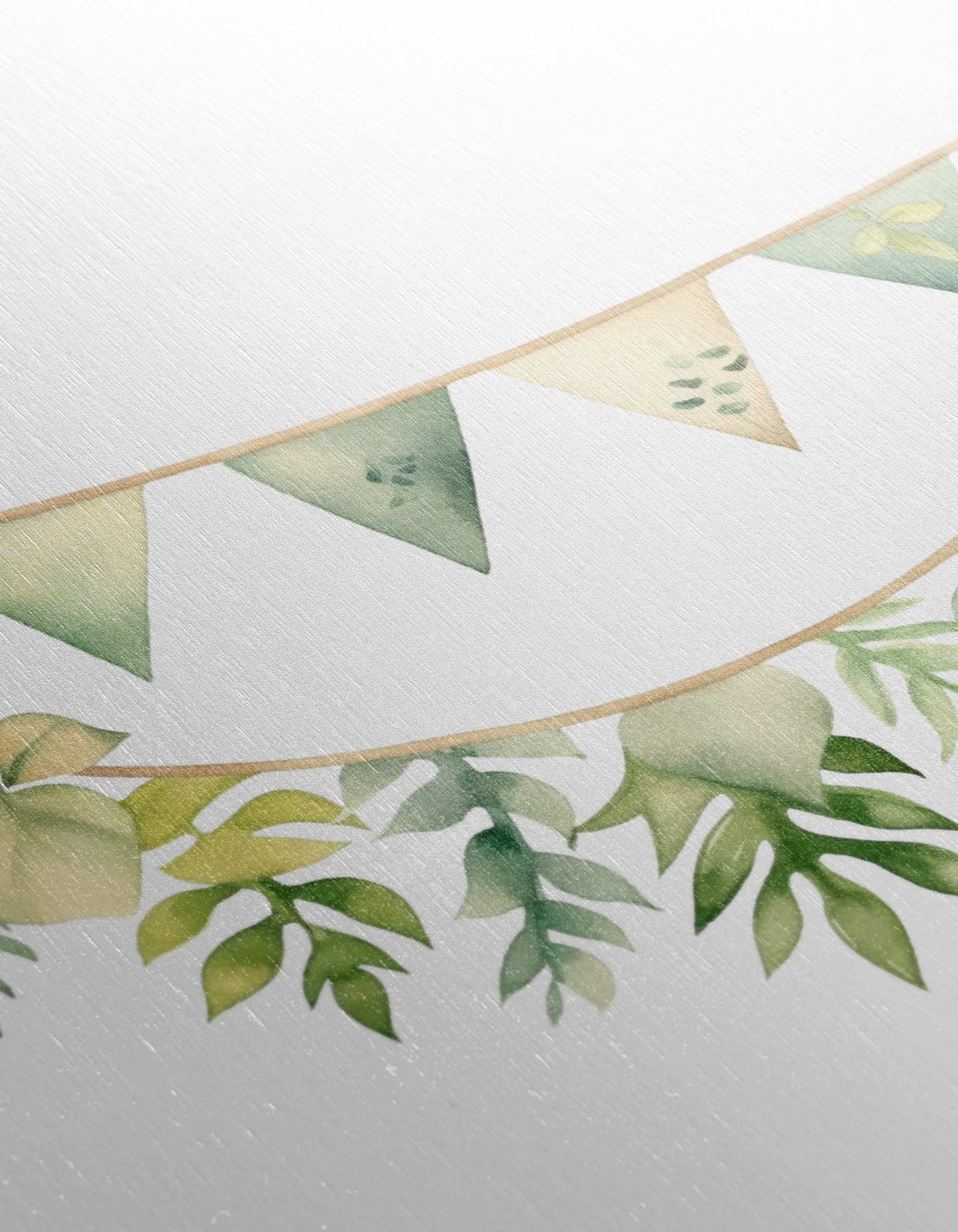 Watercolor Botanical Leaves and Bunting Art - Image 12