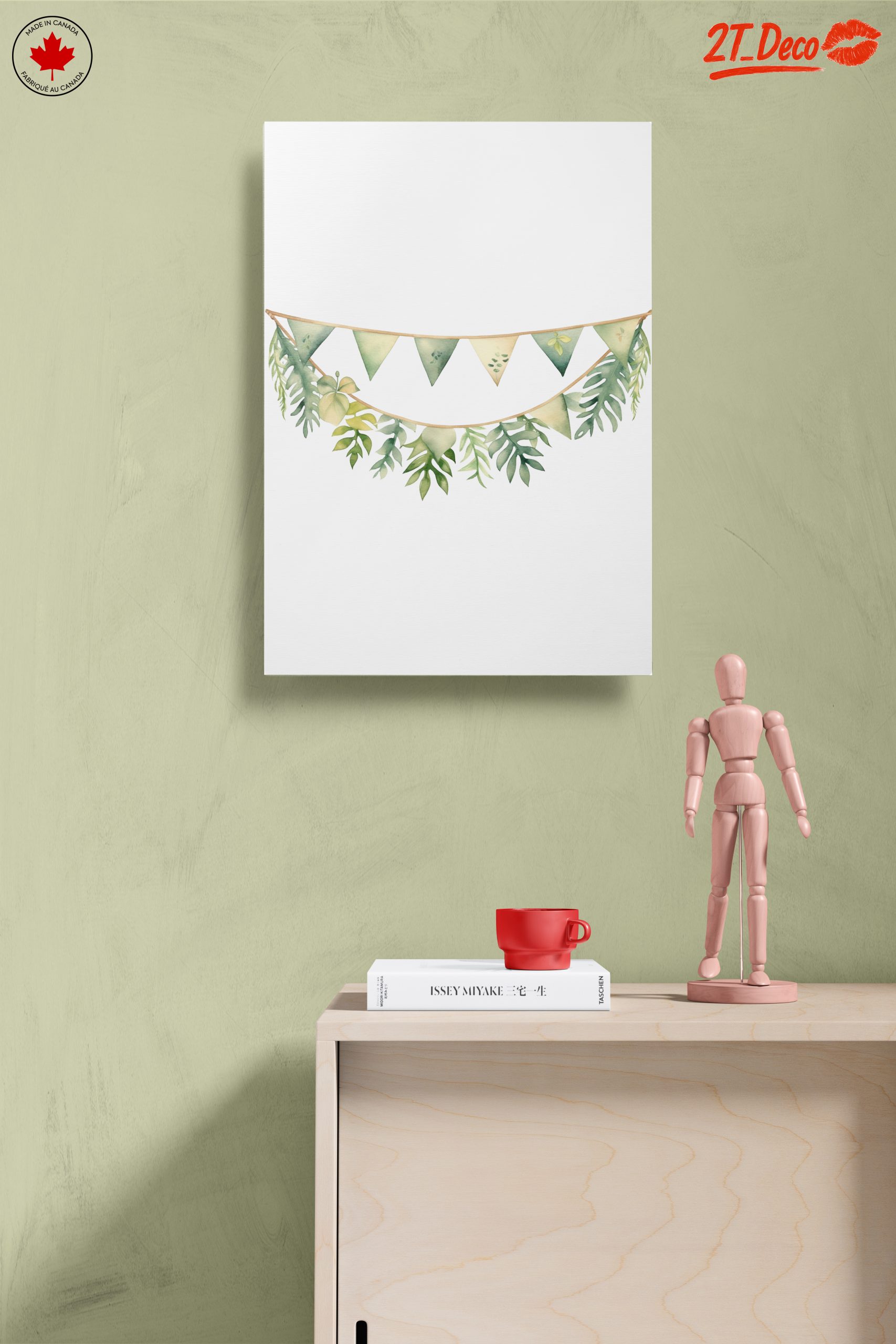 Watercolor Botanical Leaves and Bunting Art - Image 14