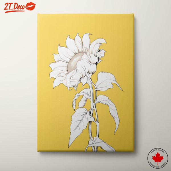 Stylized Sunflower Artwork on Yellow Background