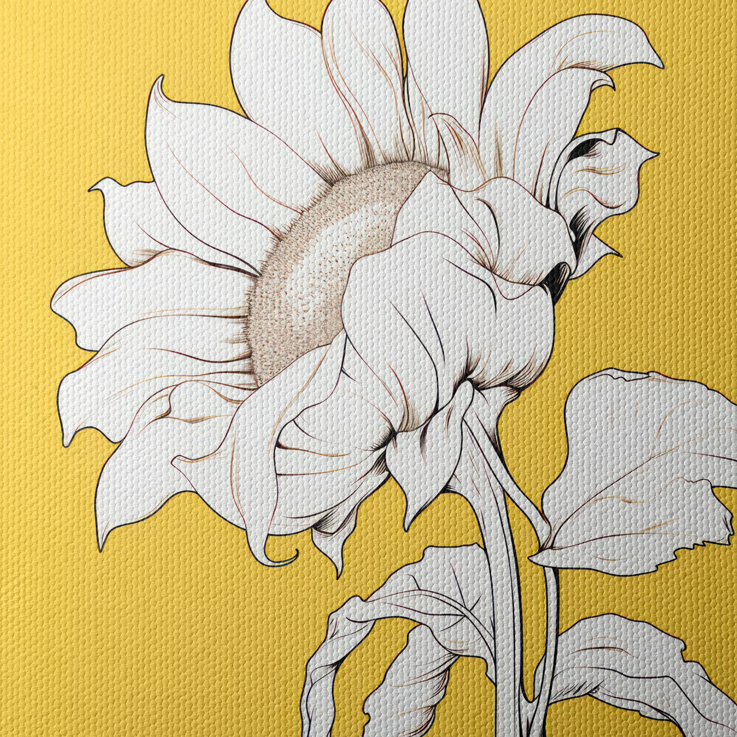 Stylized Sunflower Artwork on Yellow Background - Image 4
