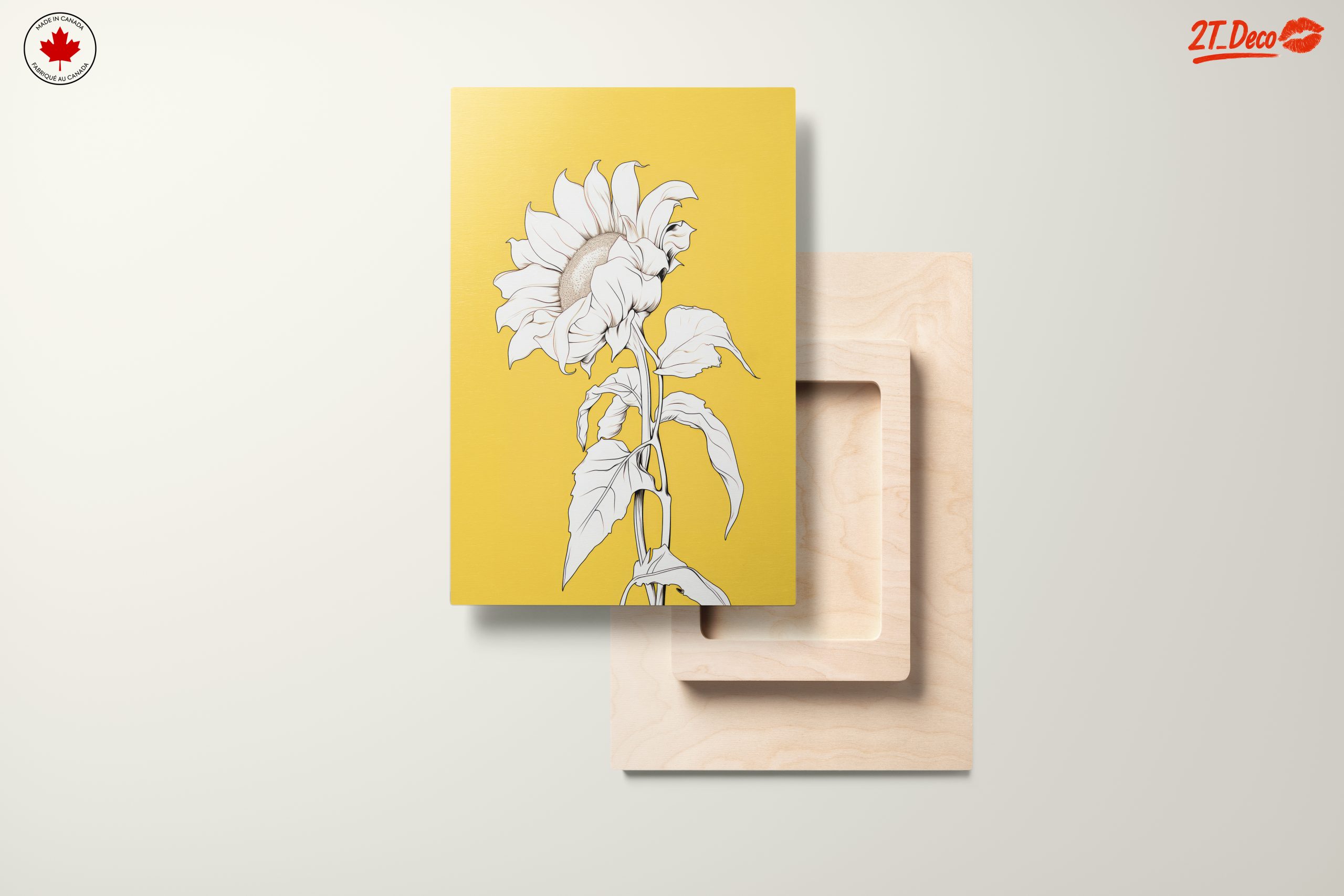 Stylized Sunflower Artwork on Yellow Background - Image 11