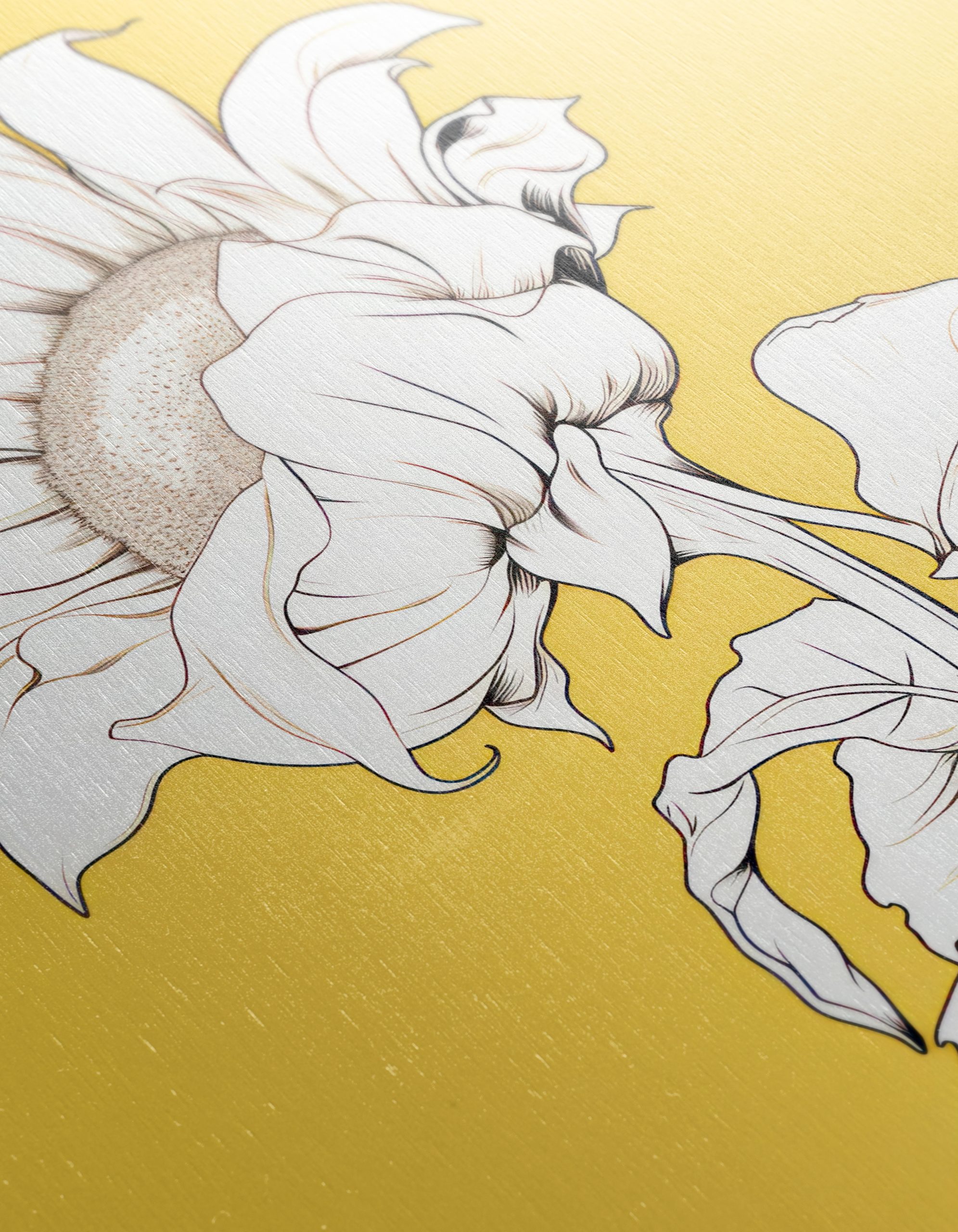 Stylized Sunflower Artwork on Yellow Background - Image 12