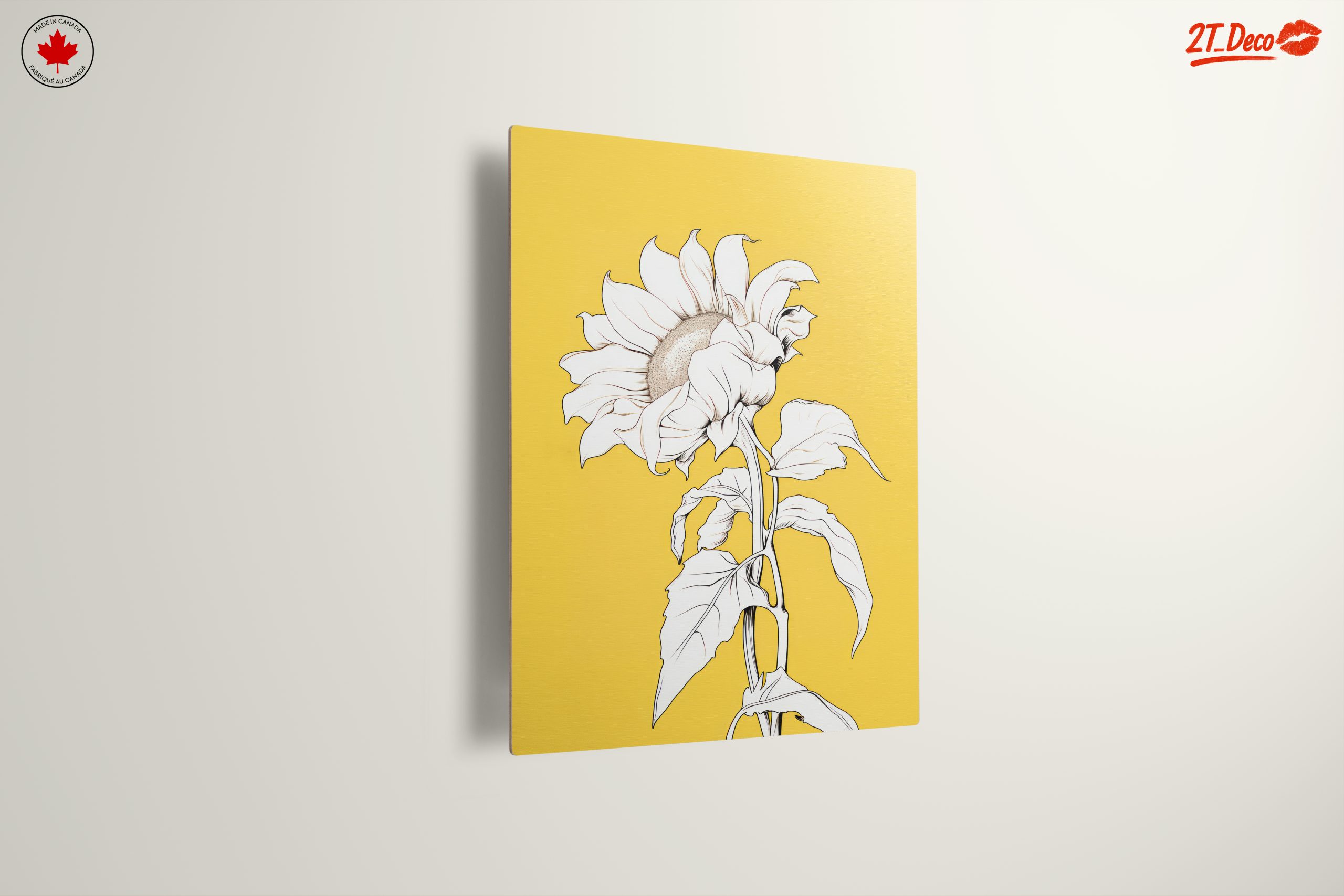 Stylized Sunflower Artwork on Yellow Background - Image 13