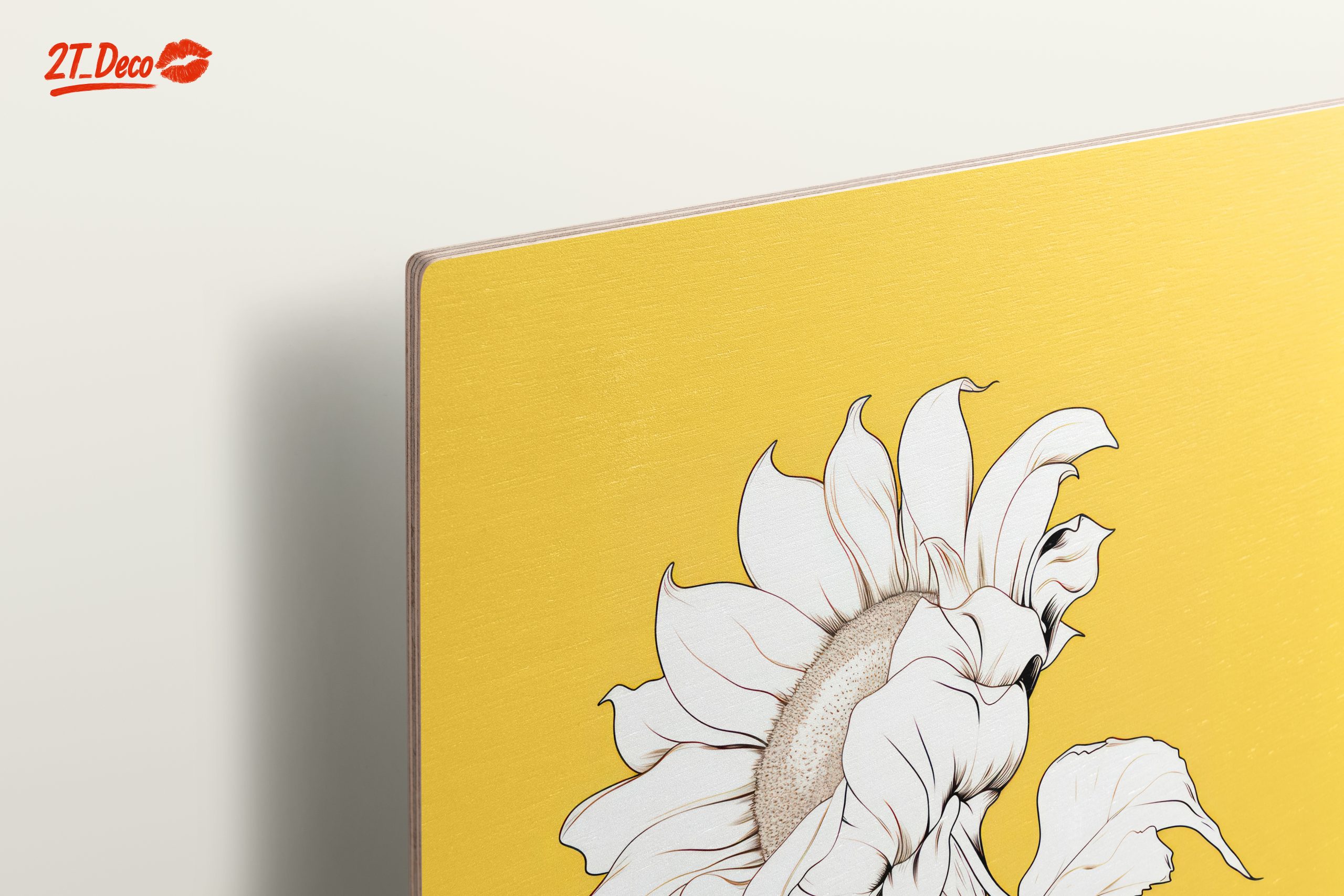 Stylized Sunflower Artwork on Yellow Background - Image 15