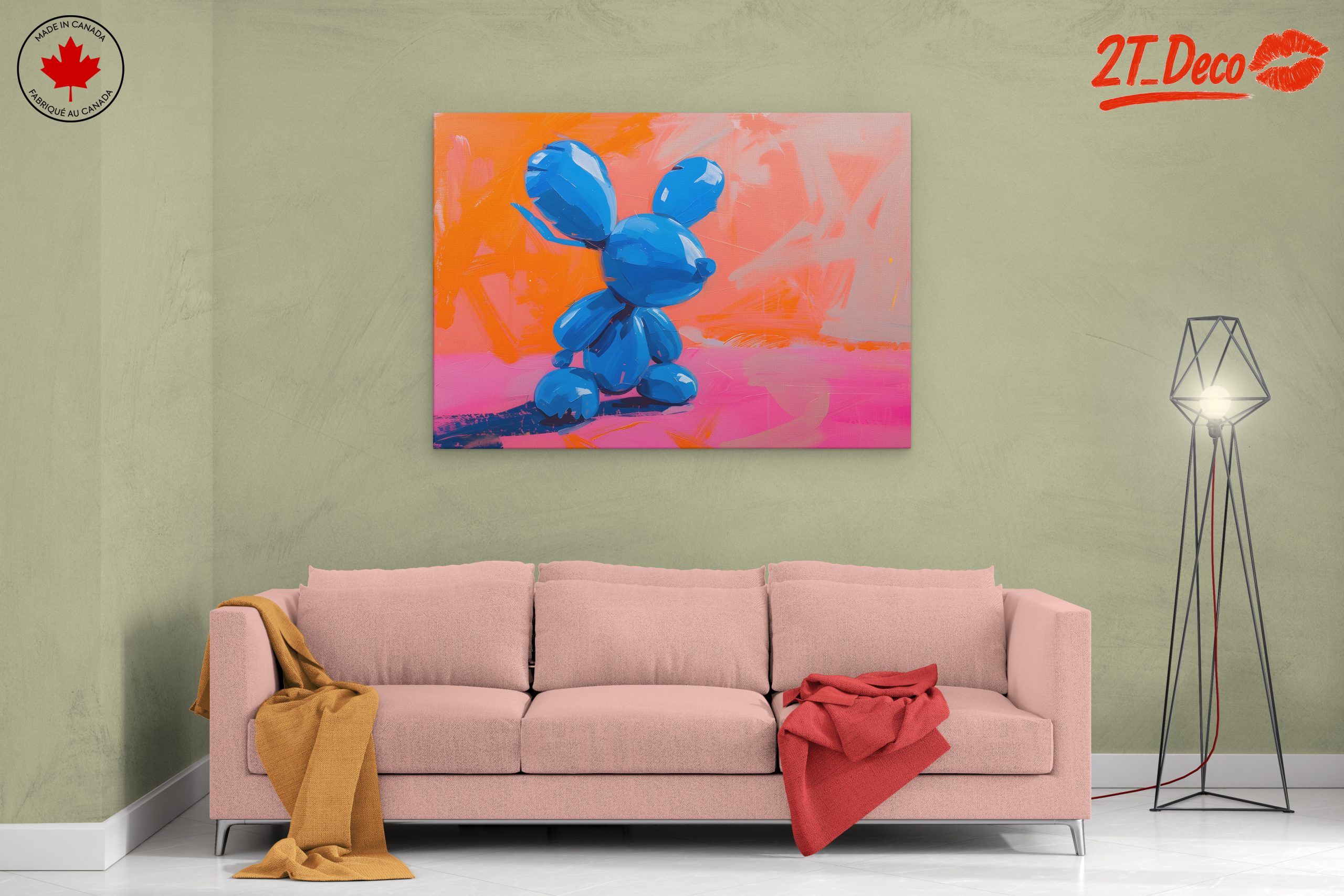 Whimsical Blue Bunny Figurine Art - Image 2