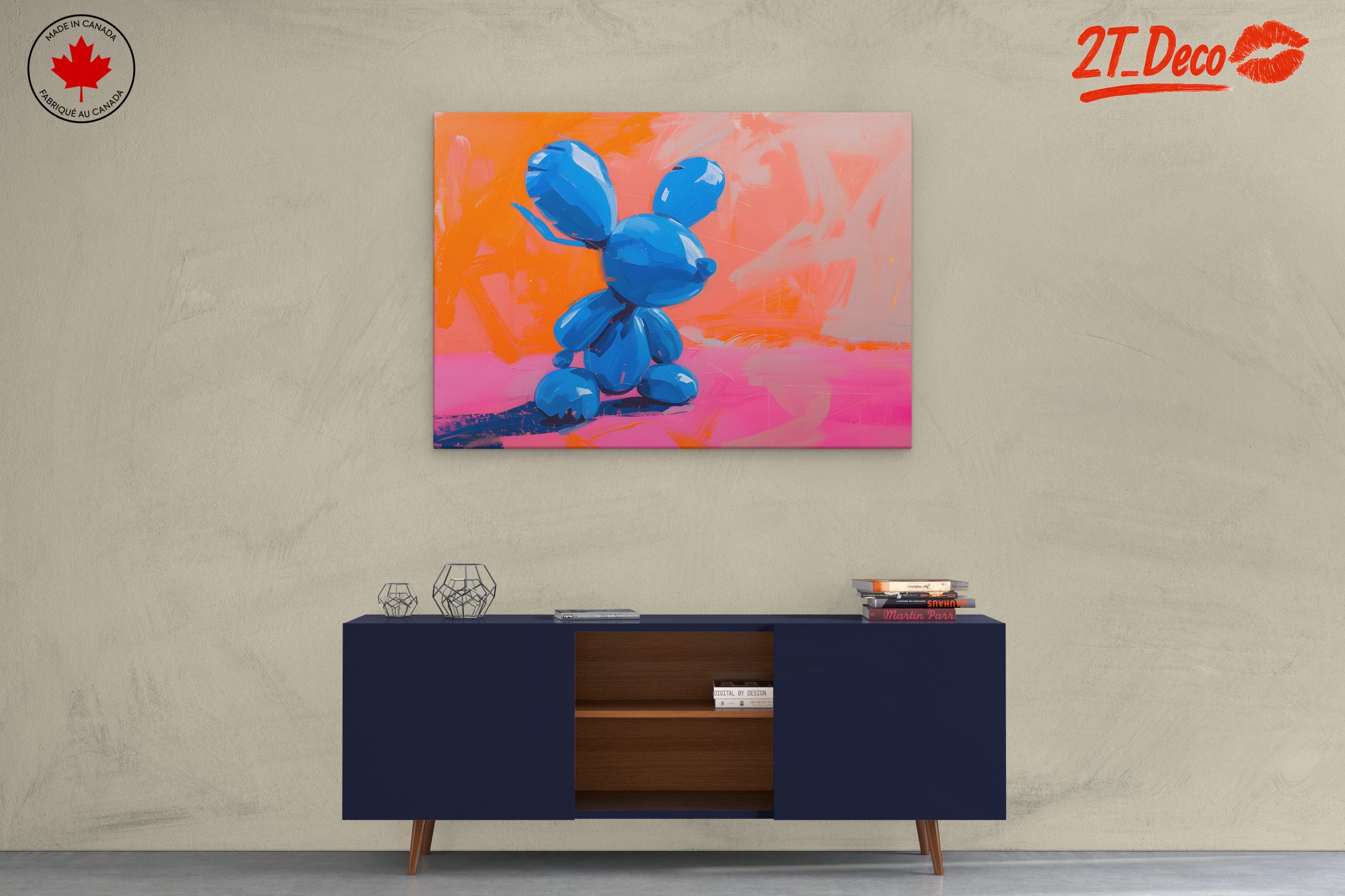 Whimsical Blue Bunny Figurine Art - Image 3