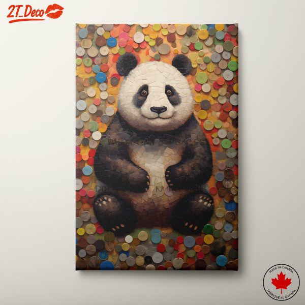 Adorable Panda Surrounded by Colorful Discs