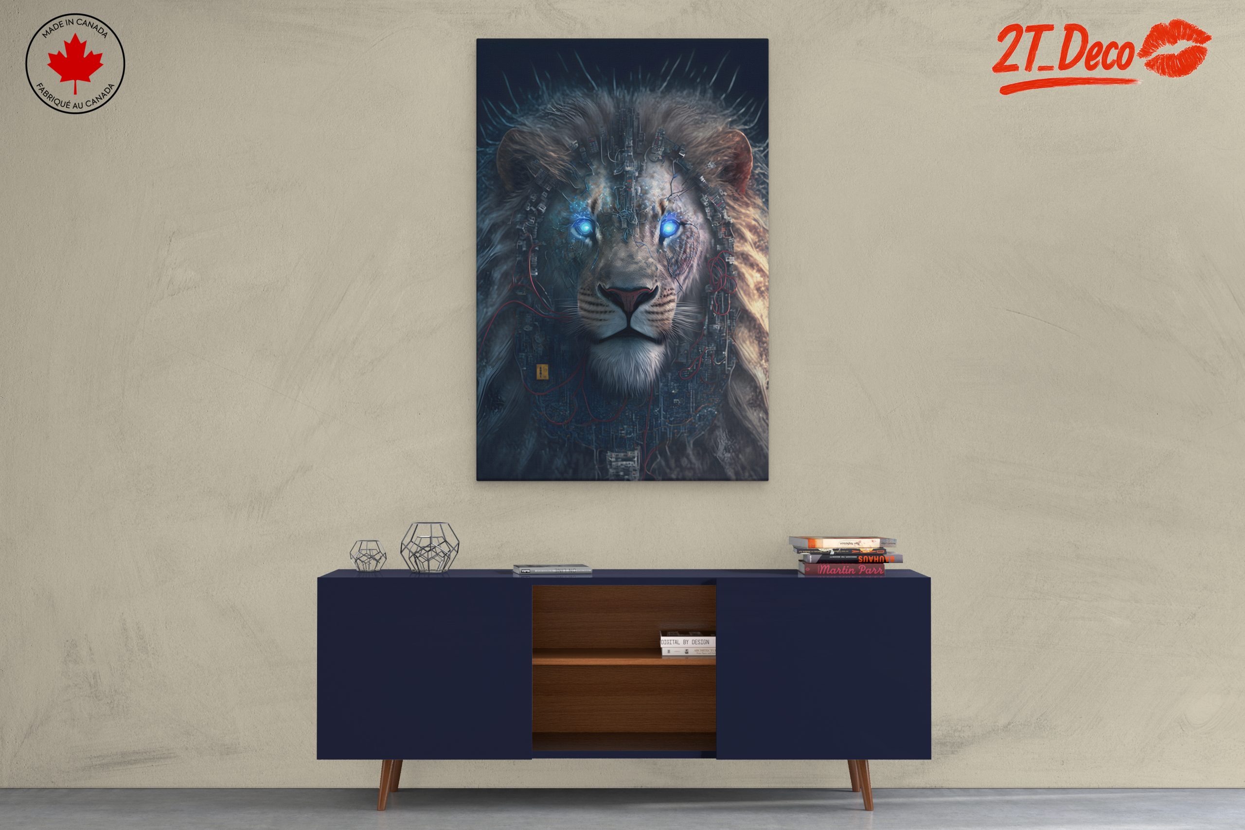 Cybernetic Lion Artwork with Futuristic Elements - Image 3