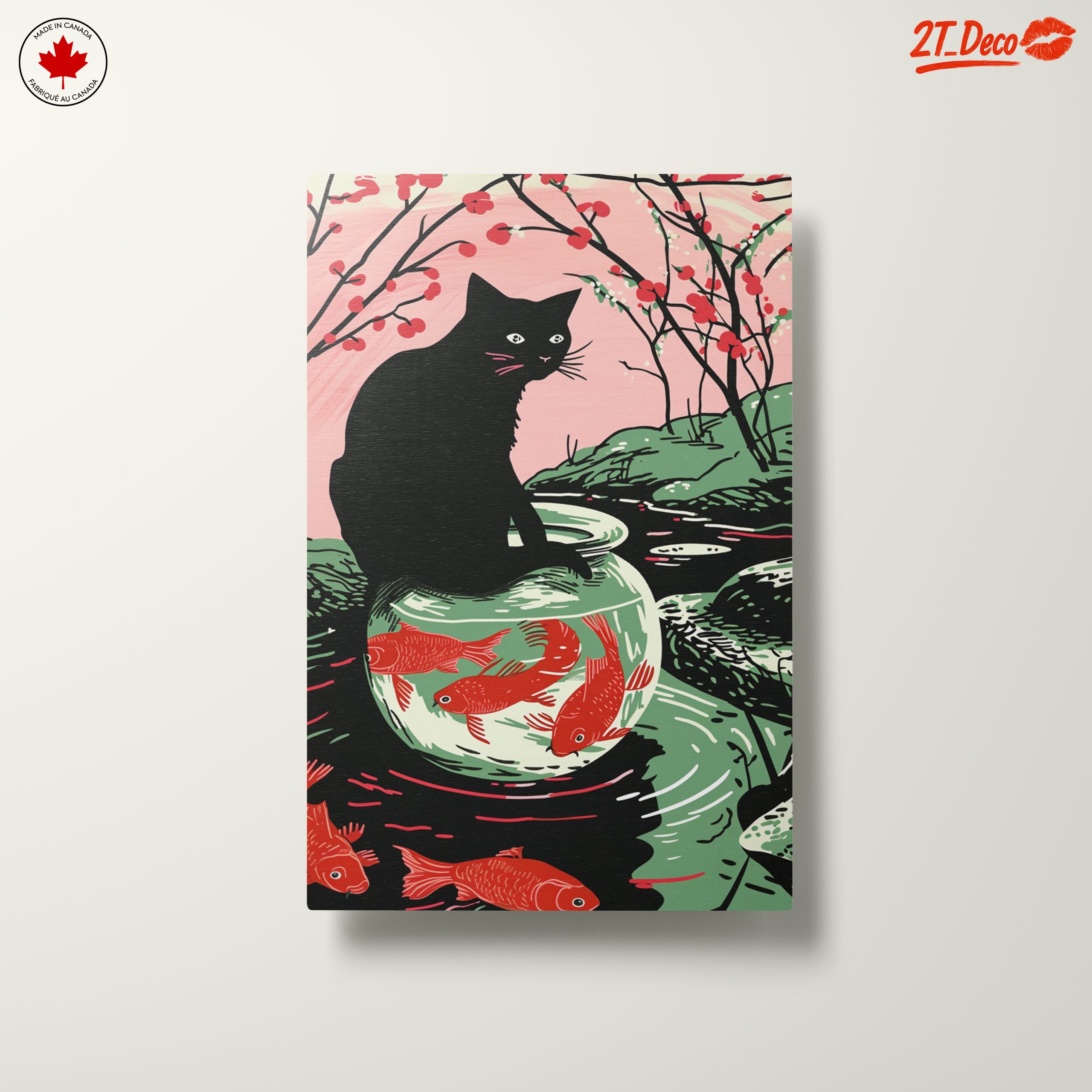 Playful Black Cat and Goldfish Art - Image 10